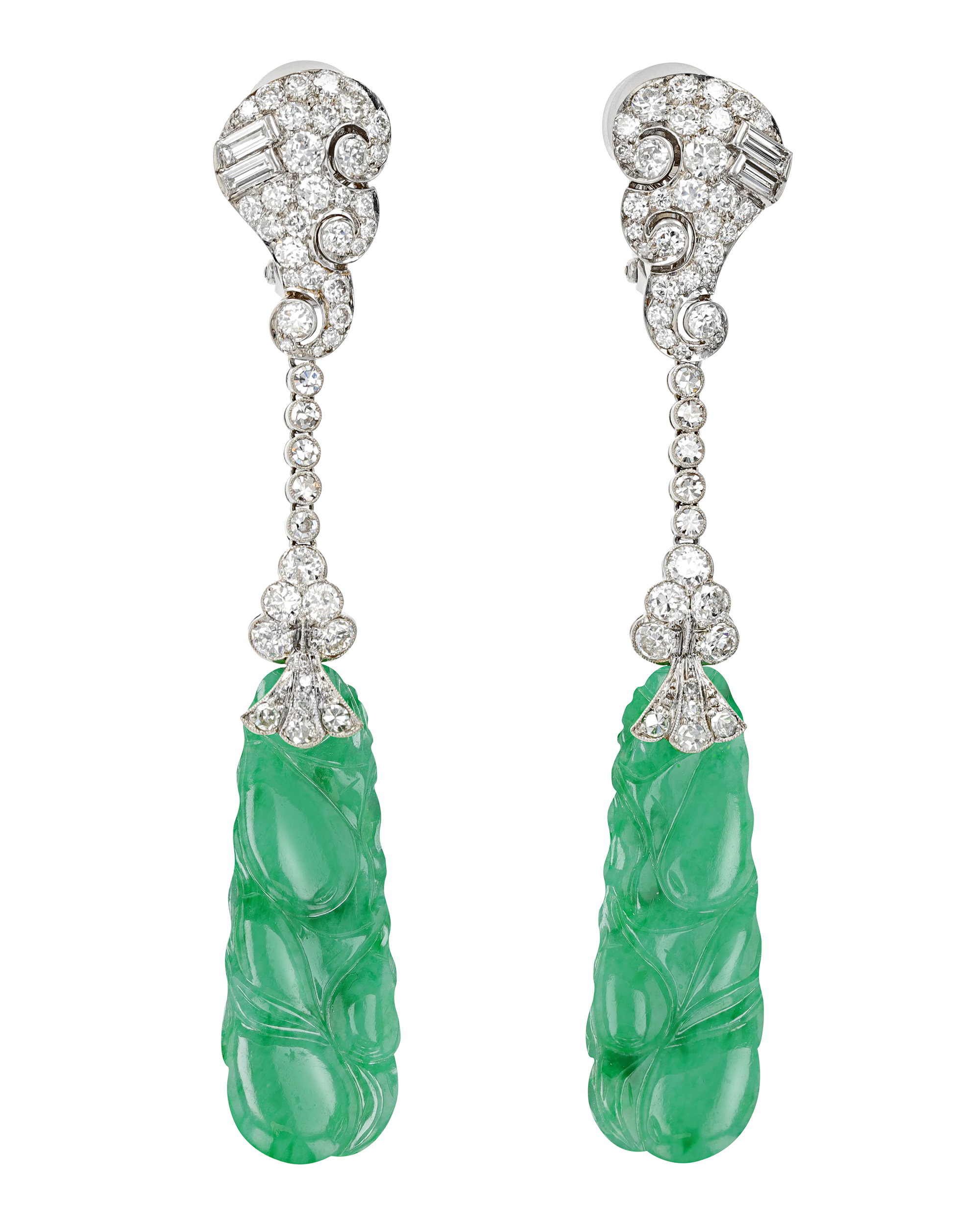 Art Deco Jade and Diamond Earrings