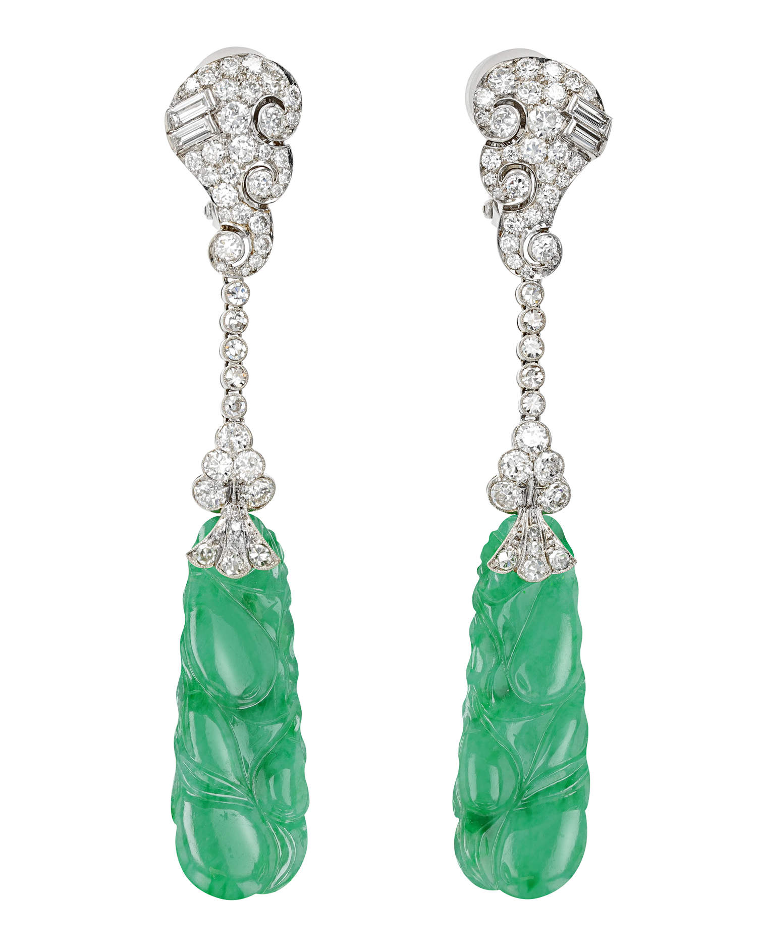 Art Deco Jade and Diamond Earrings