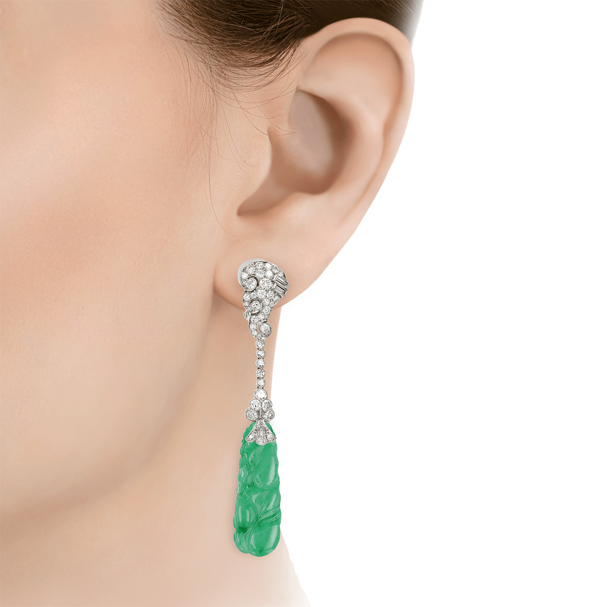 Art Deco Jade and Diamond Earrings