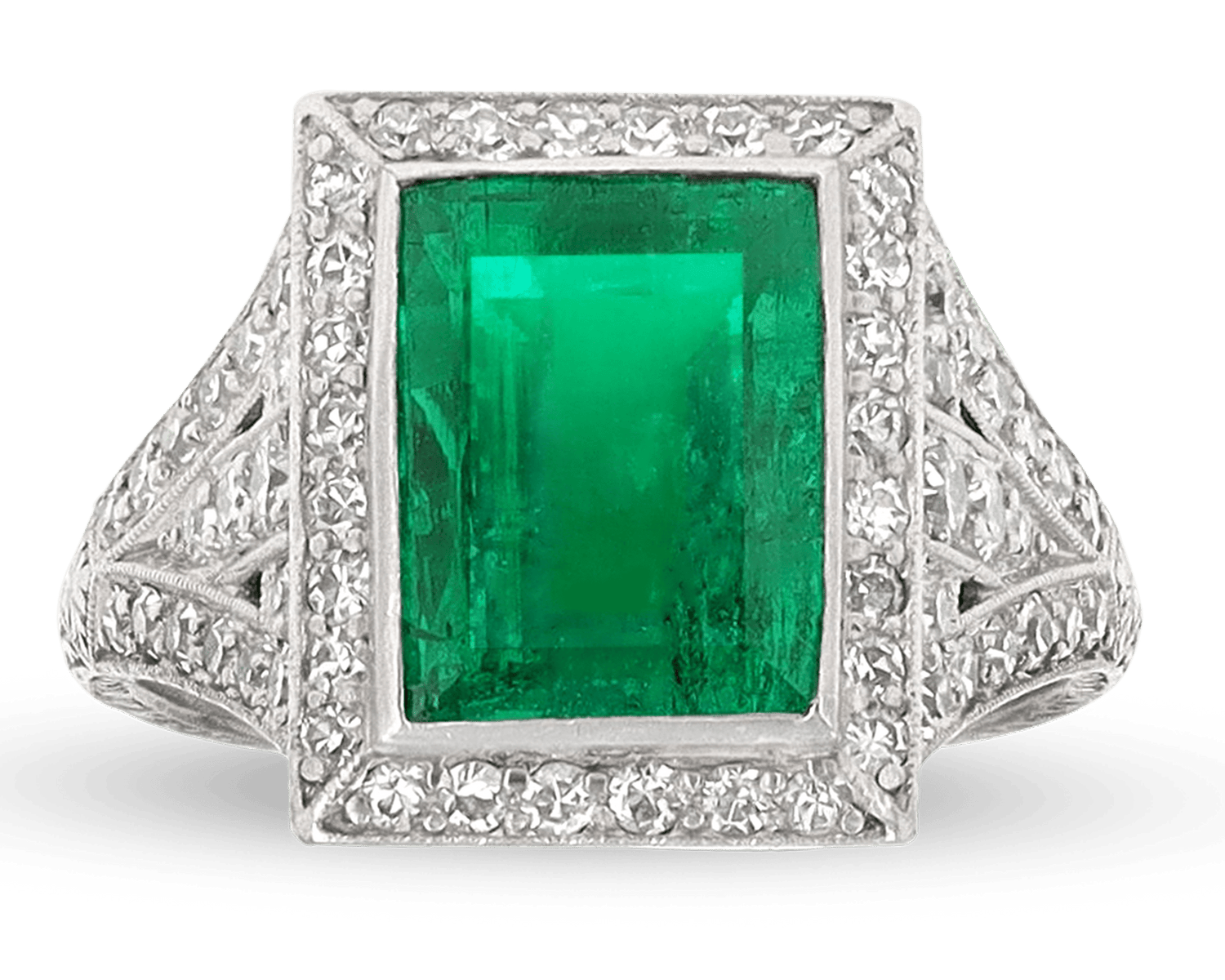 Colombian Emerald Art Deco Ring, 4.00 Carats