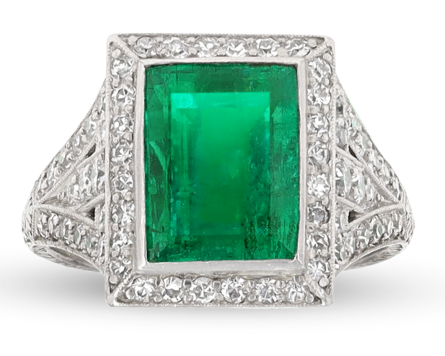 Colombian Emerald Art Deco Ring, 4.00 Carats