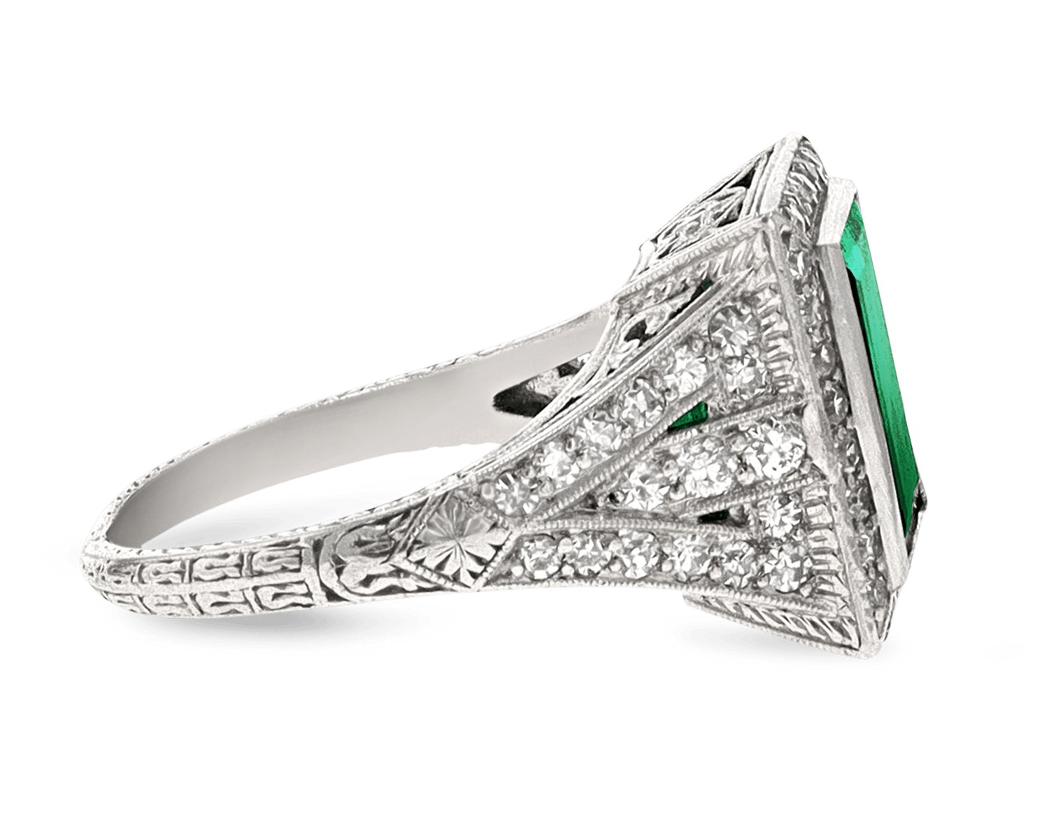 Colombian Emerald Art Deco Ring, 4.00 Carats