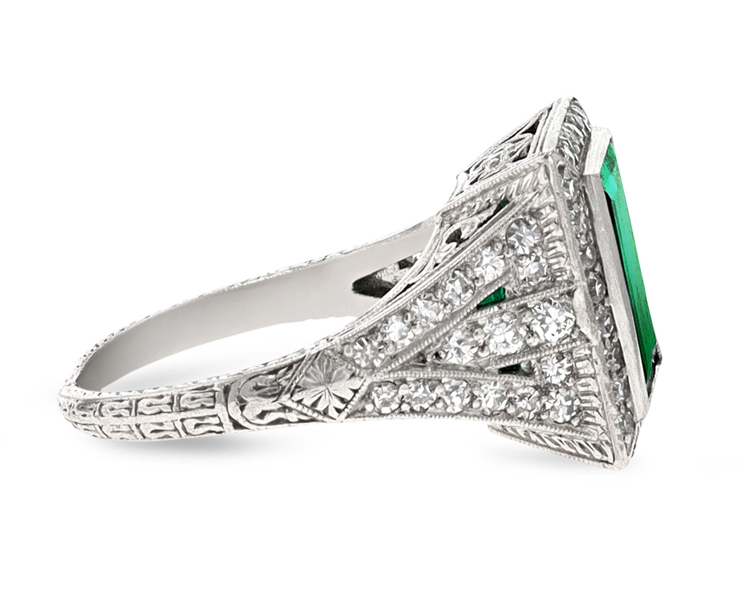 Colombian Emerald Art Deco Ring, 4.00 Carats