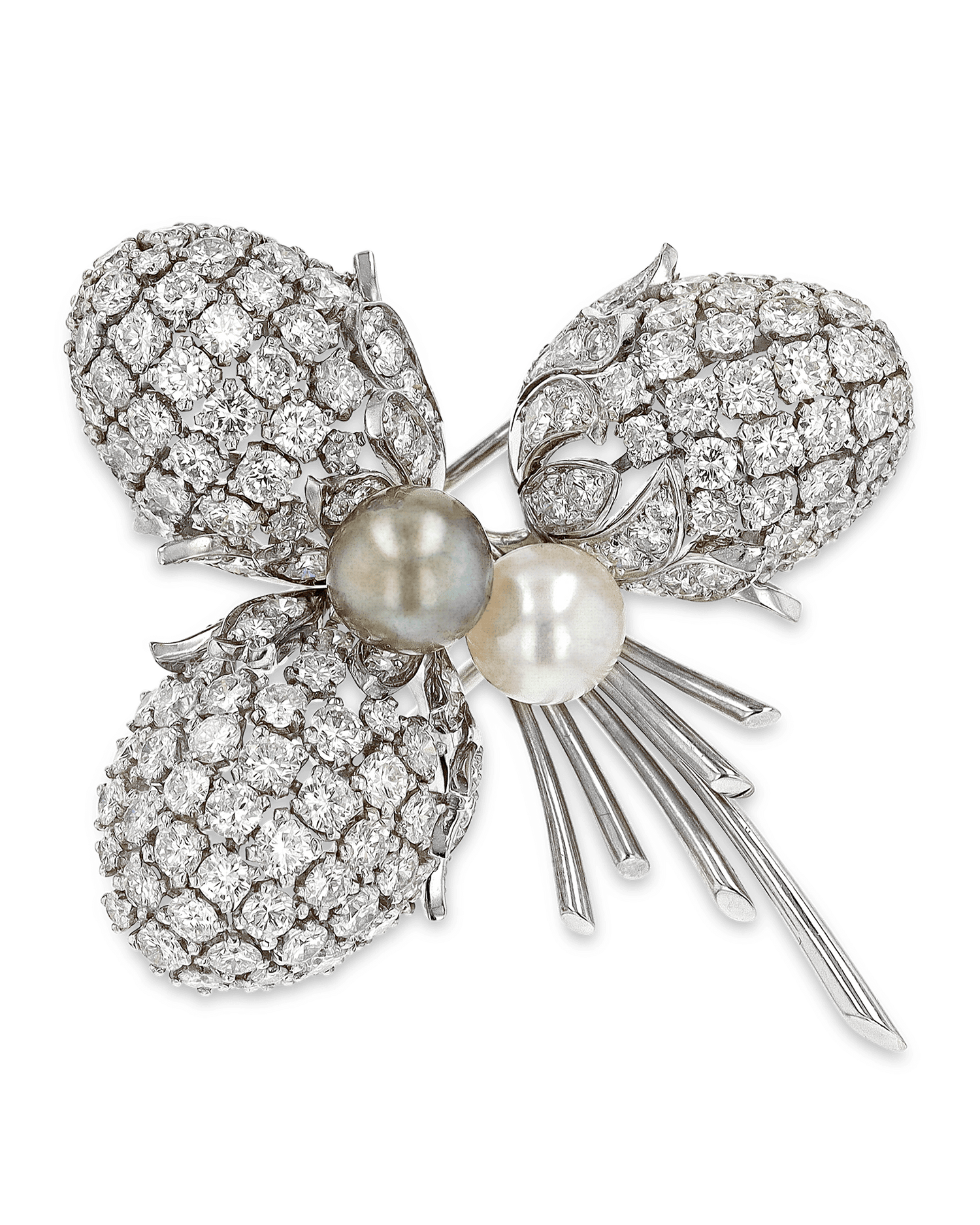 Sterlé Diamond and Pearl Pin