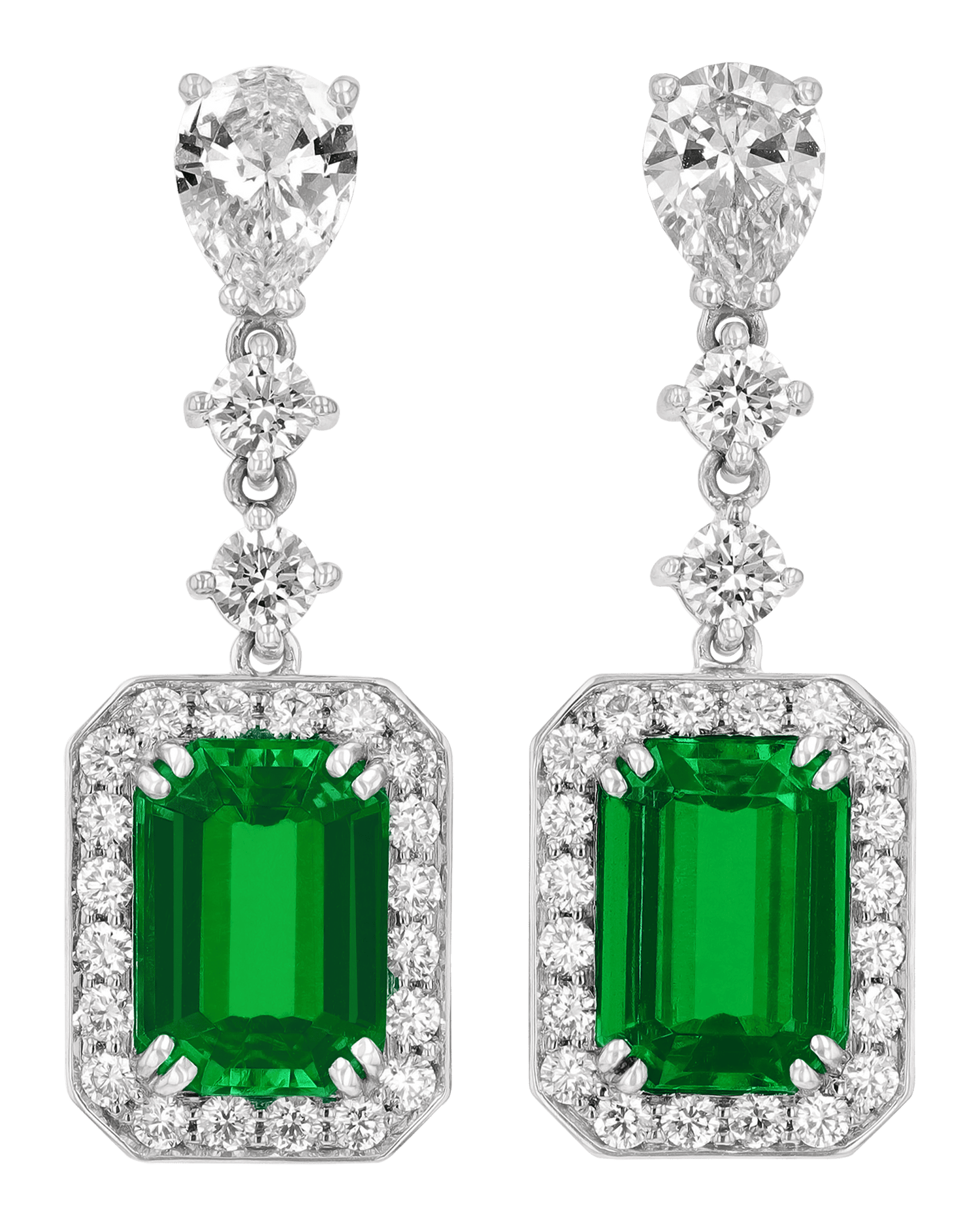 Emerald-Cut Emerald Earrings, 3.75 Carats