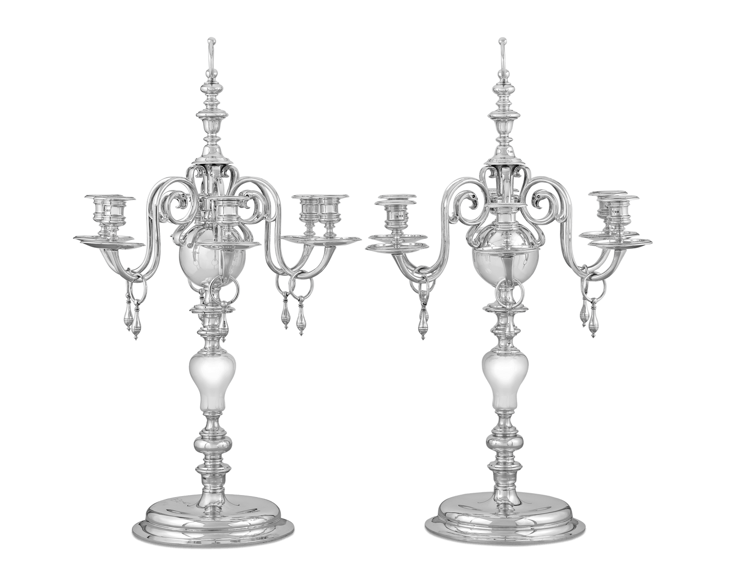 Pair of Silver Candelabra by Thomas Bradbury