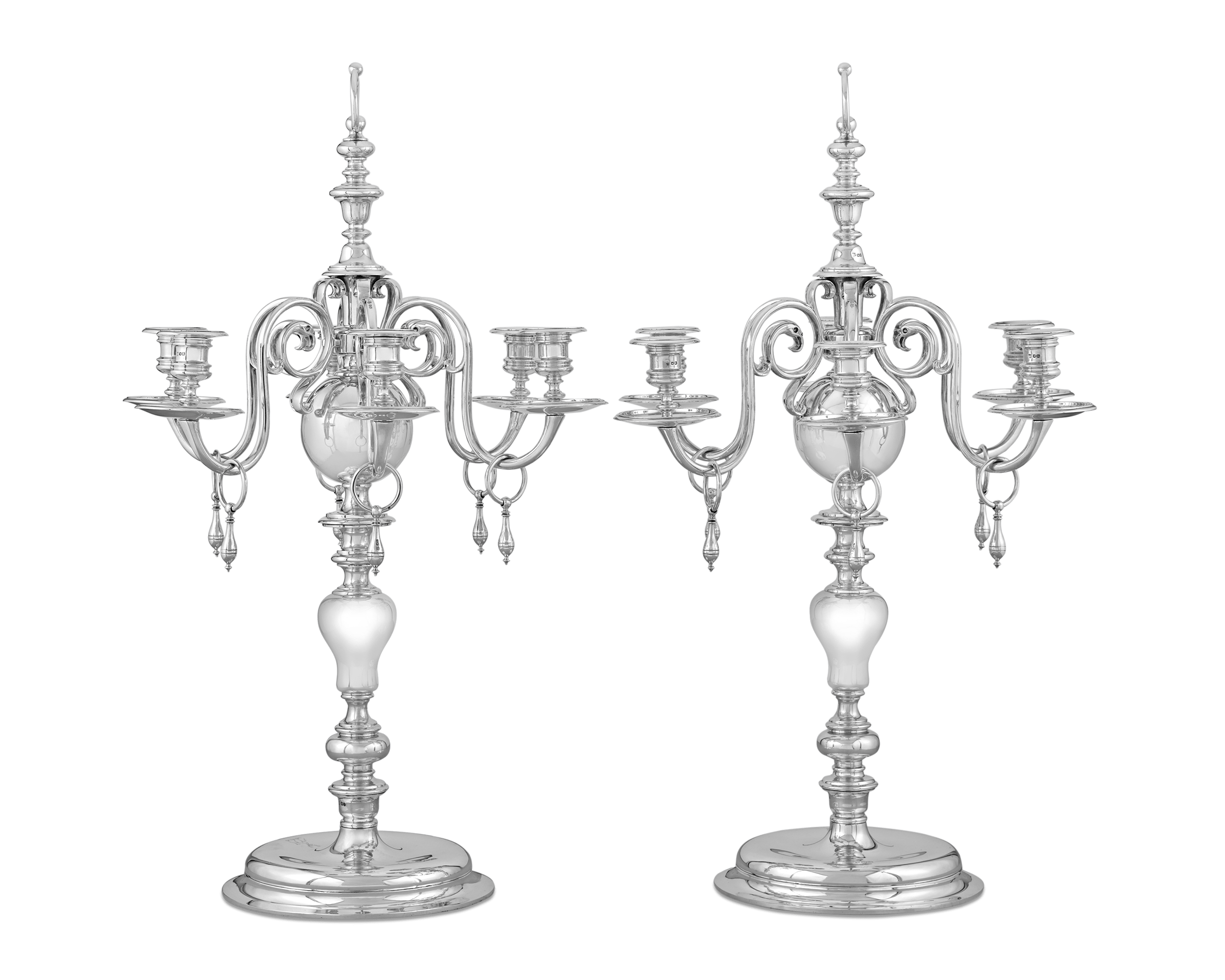 Pair of Silver Candelabra by Thomas Bradbury