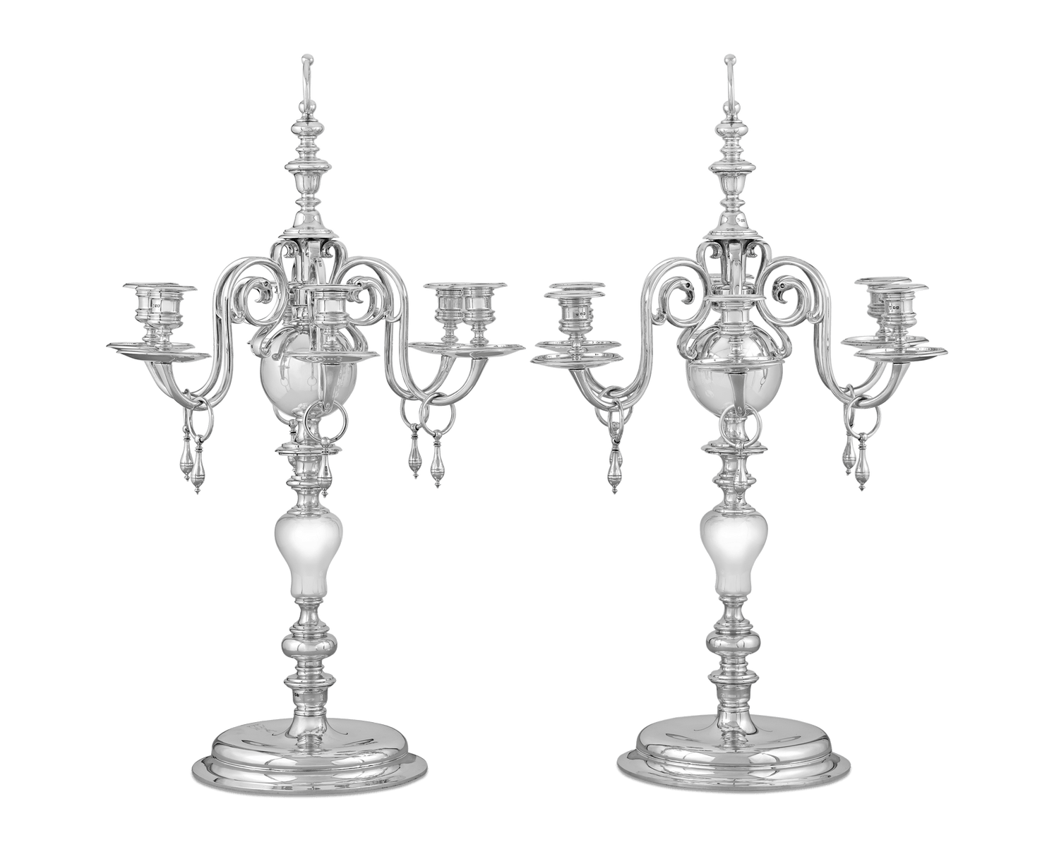 Pair of Silver Candelabra by Thomas Bradbury