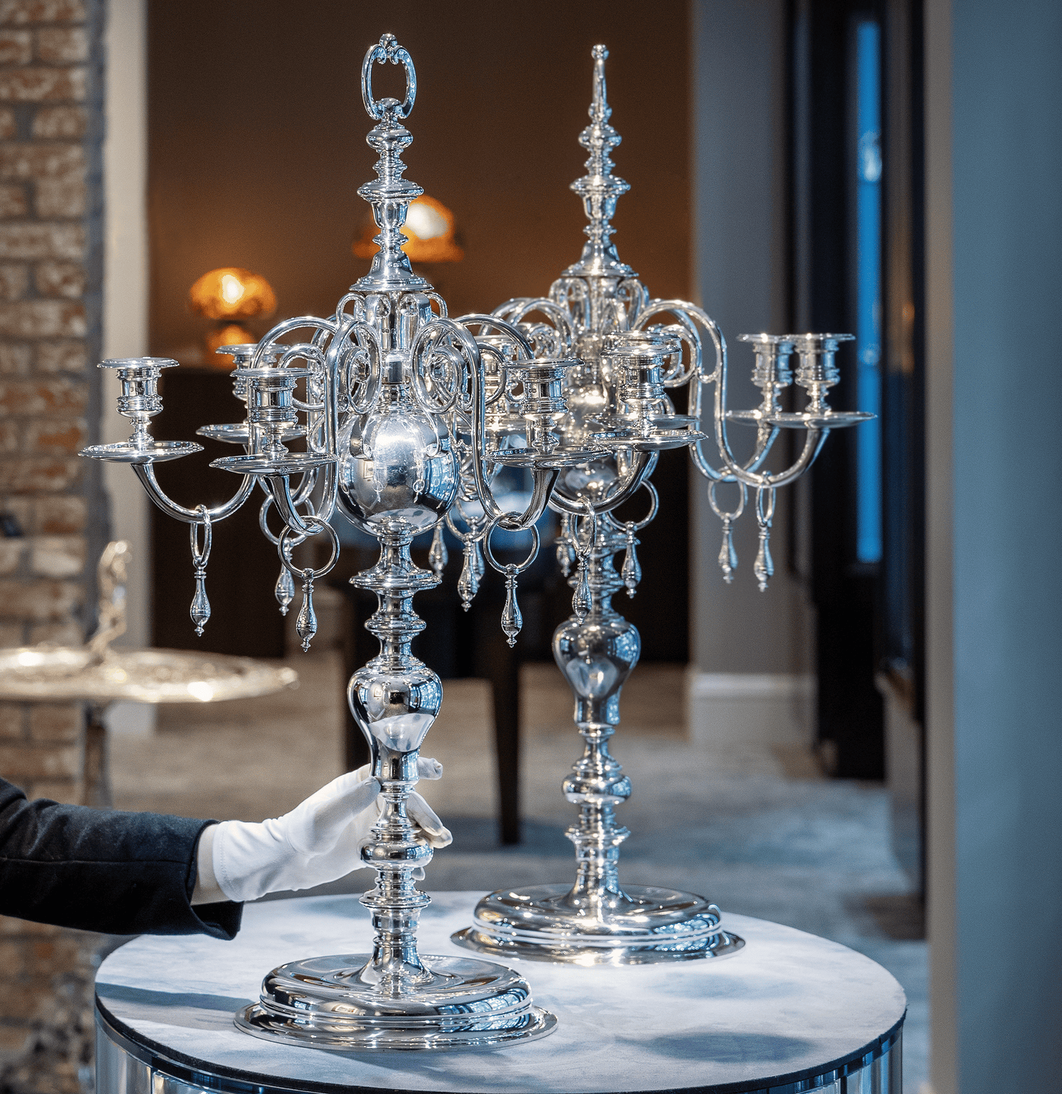 Pair of Silver Candelabra by Thomas Bradbury