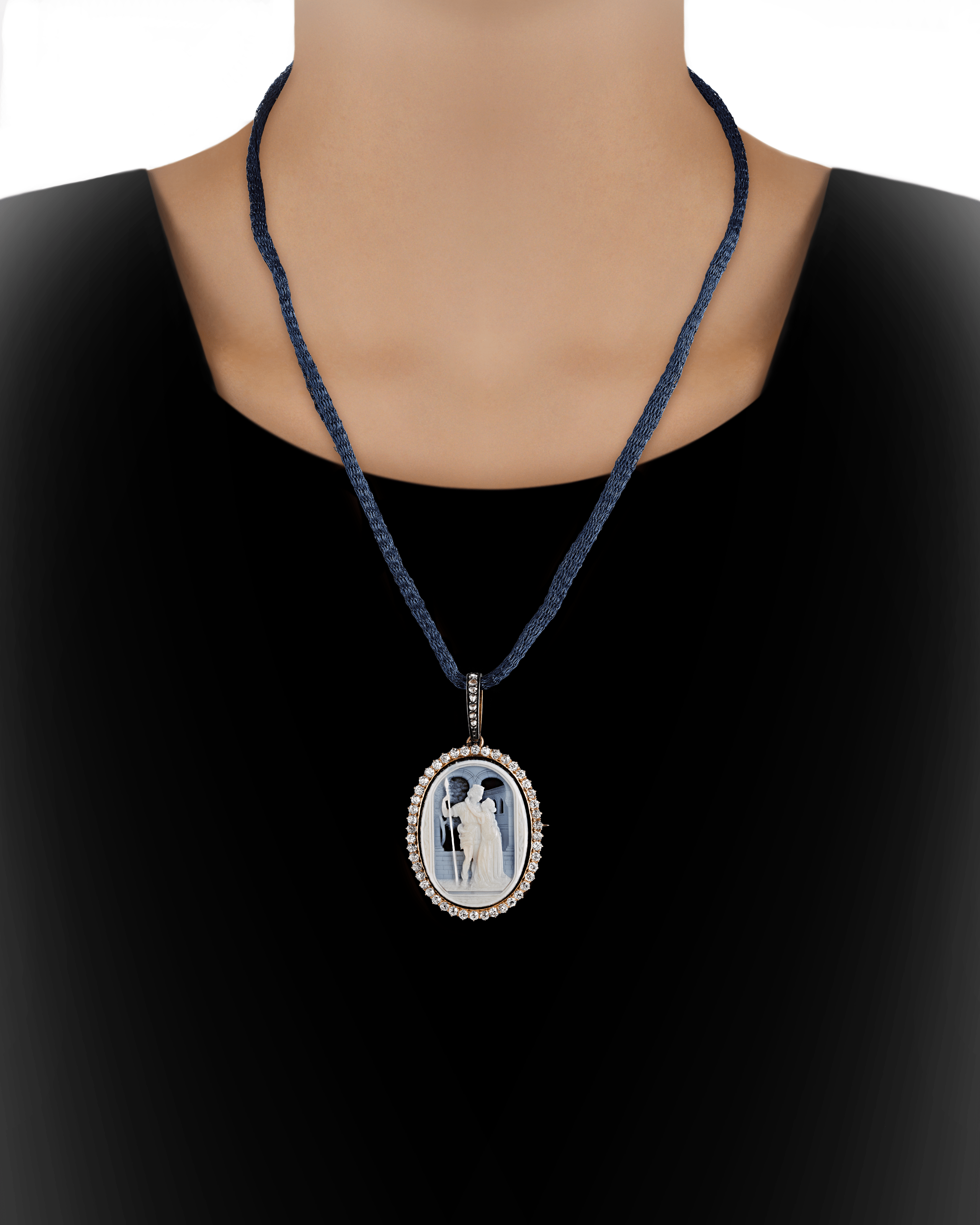 Diamond Cameo Pendant, 4.50 Carats