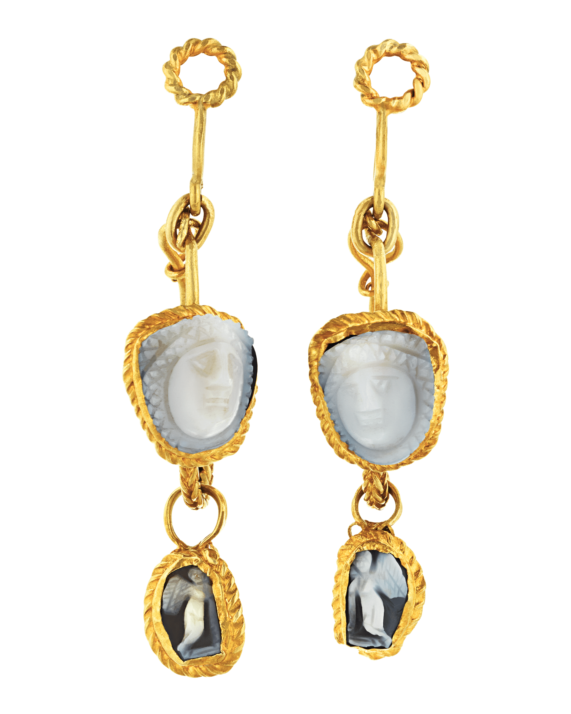 Ancient Roman Medusa Intaglio Earrings