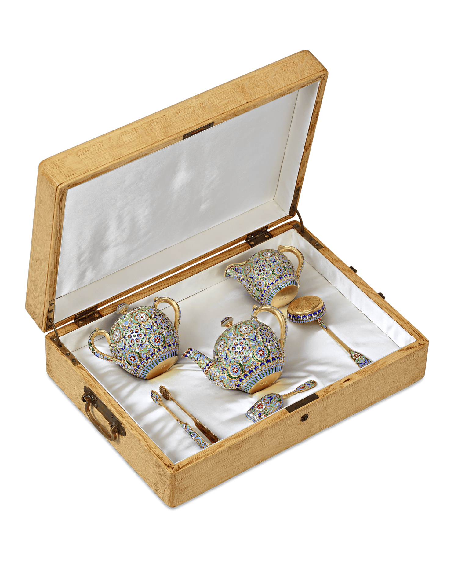 Russian Cloisonné Enamel Tea Set