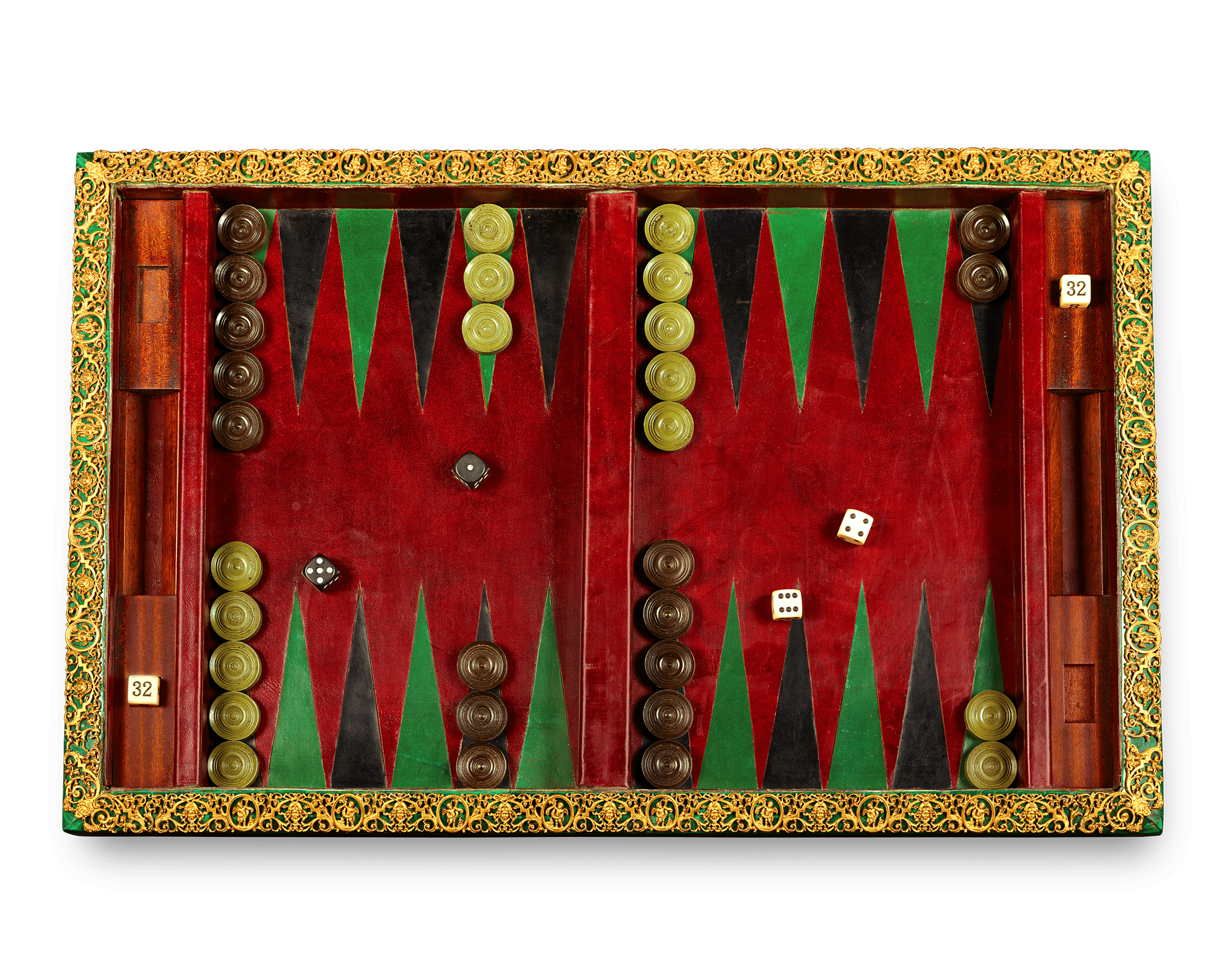 French Malachite Backgammon Board