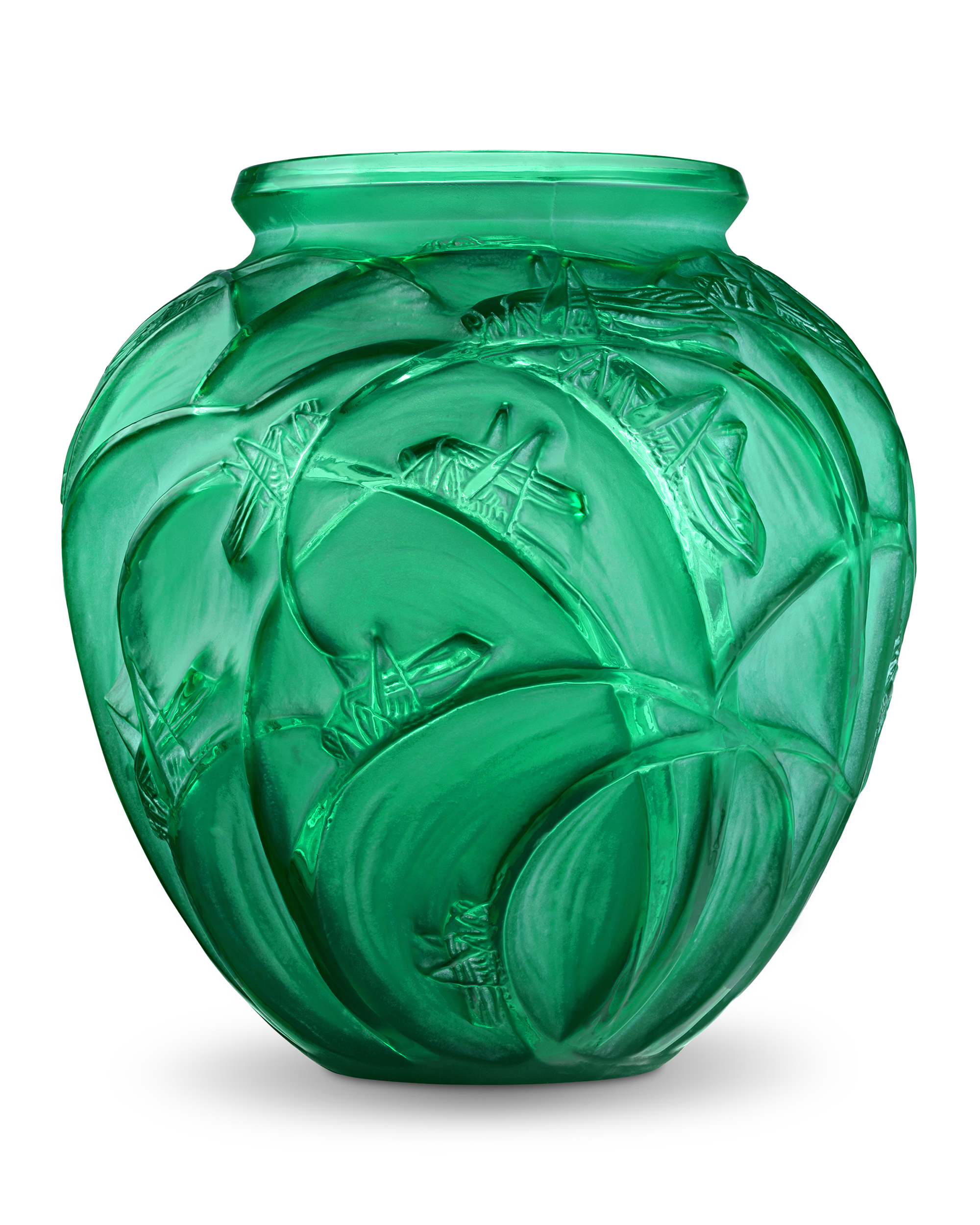 Green Sauterelles Vase by René Lalique