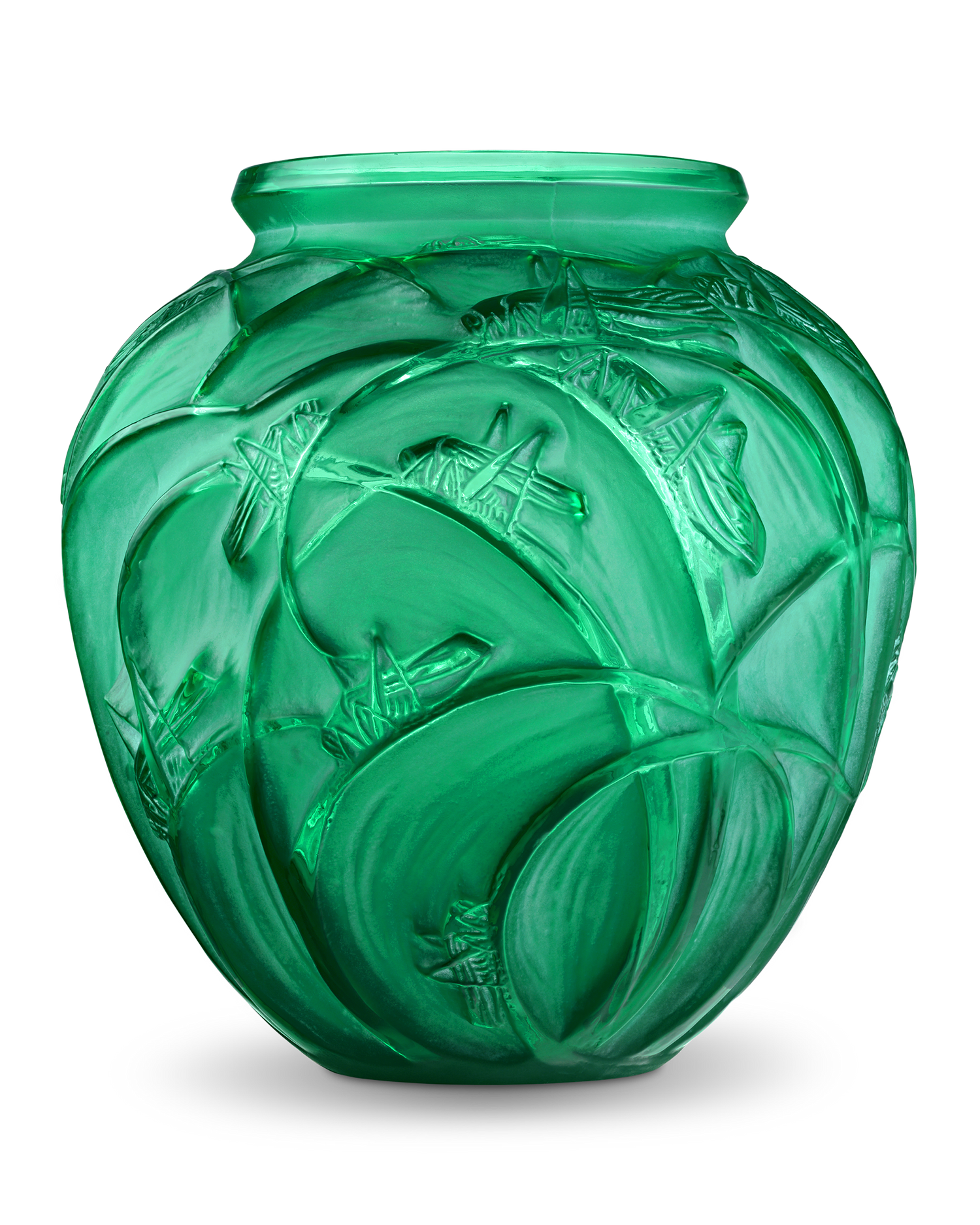 Green Sauterelles Vase by René Lalique