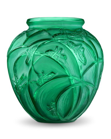 Green Sauterelles Vase by René Lalique