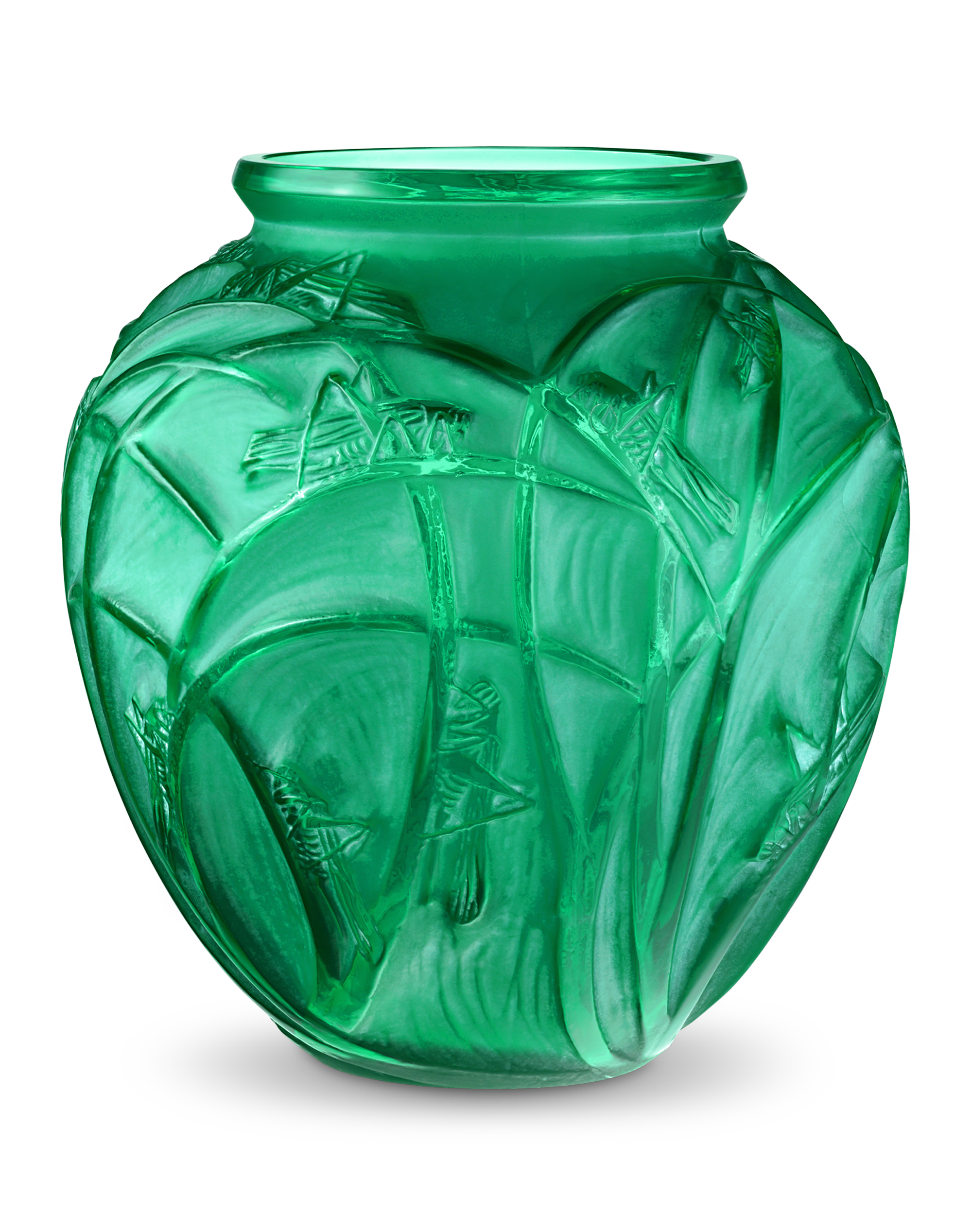 Green Sauterelles Vase by René Lalique