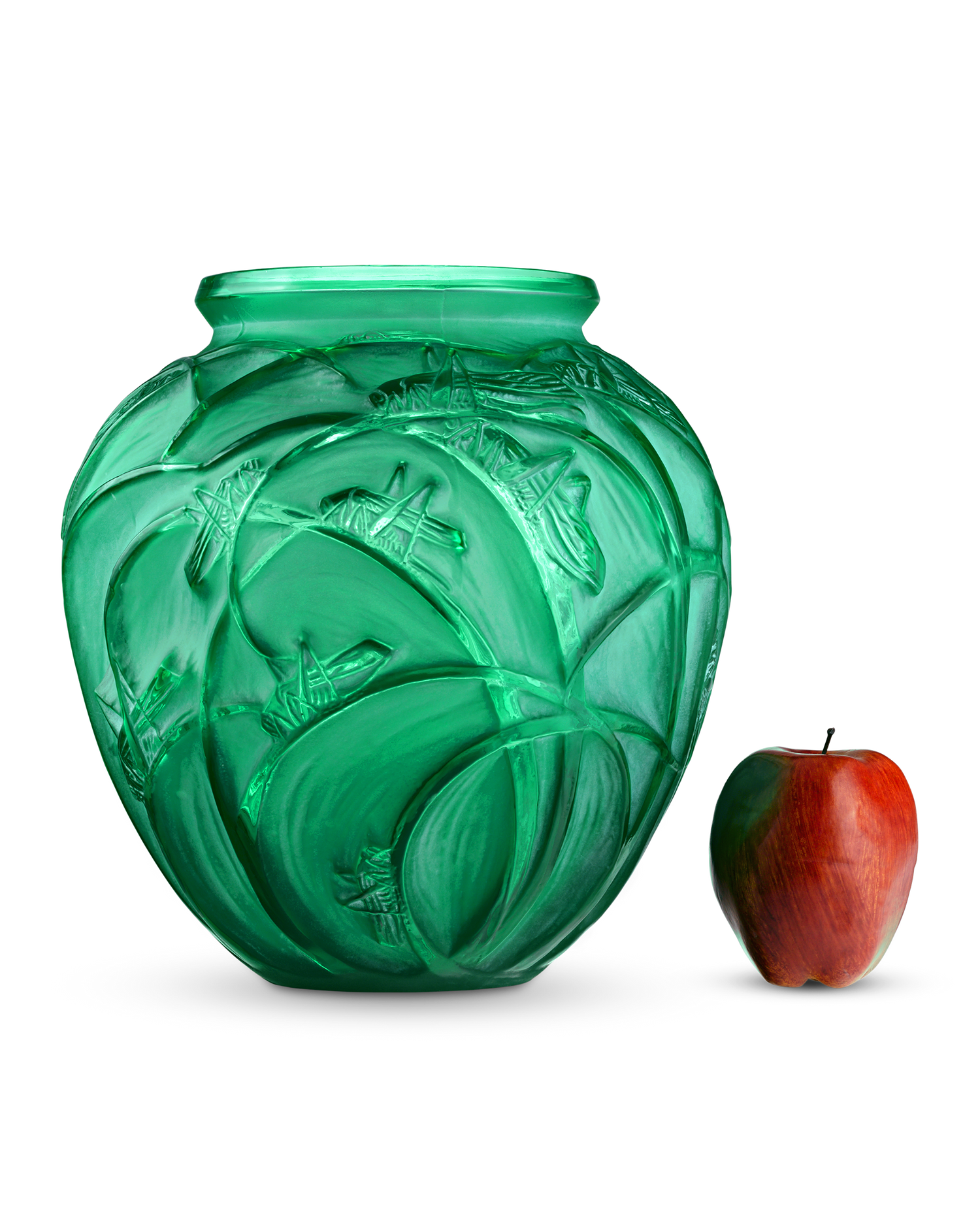 Green Sauterelles Vase by René Lalique