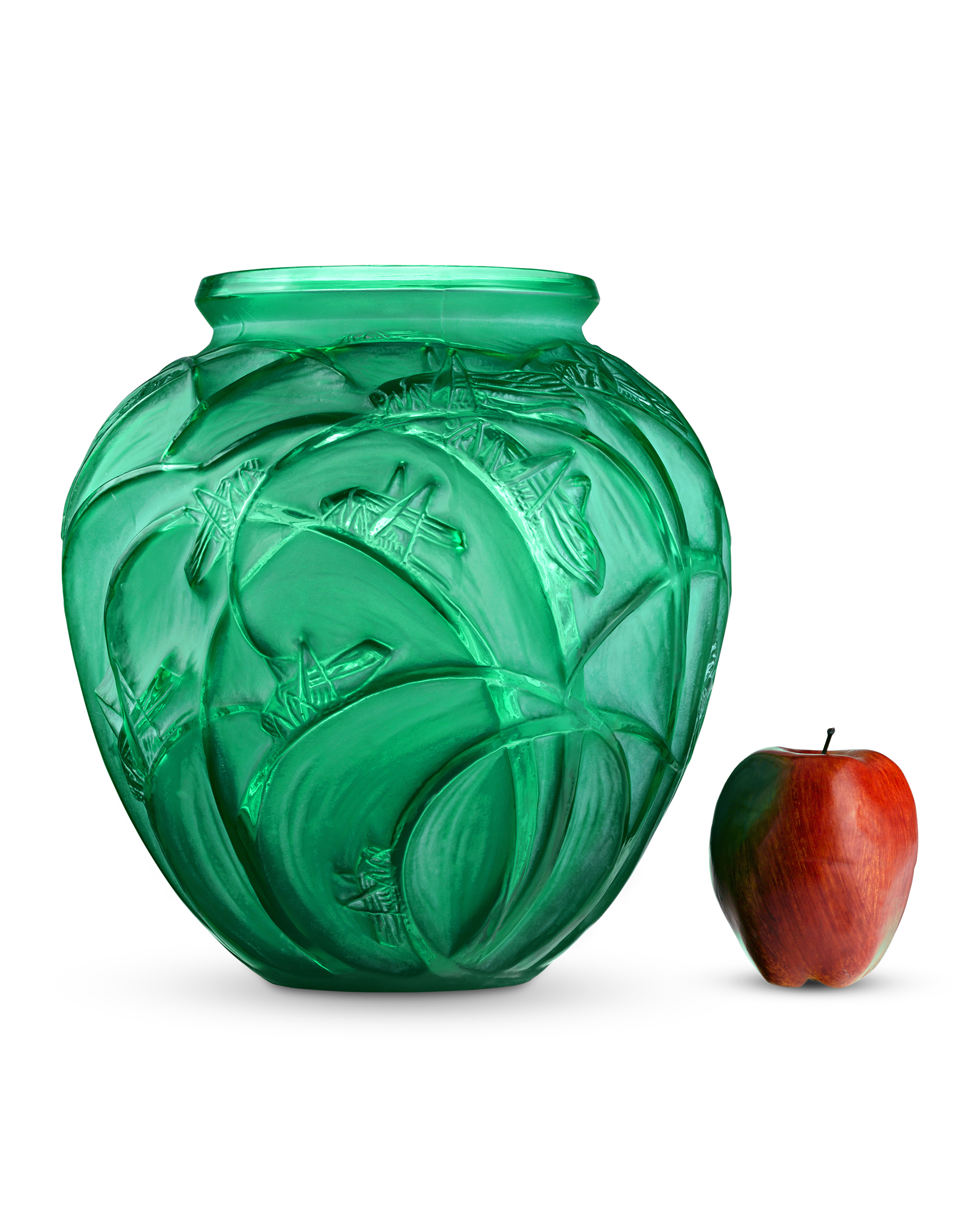 Green Sauterelles Vase by René Lalique