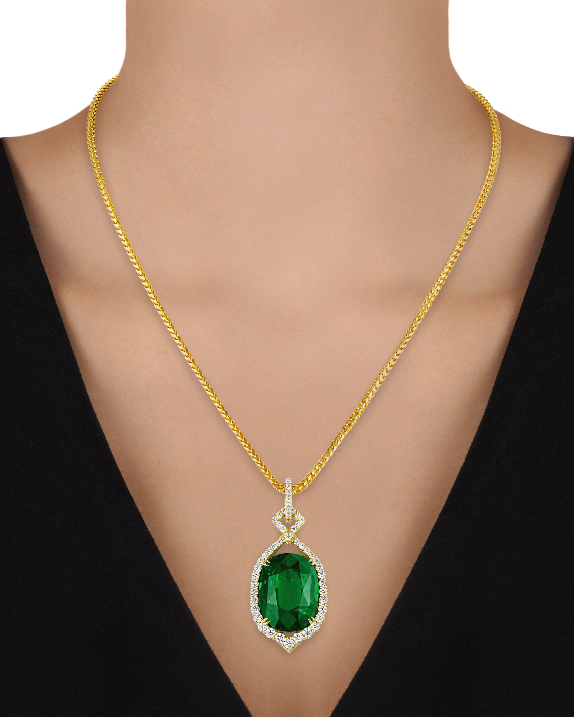 Tsavorite Garnet Pendant, 39.20 Carats