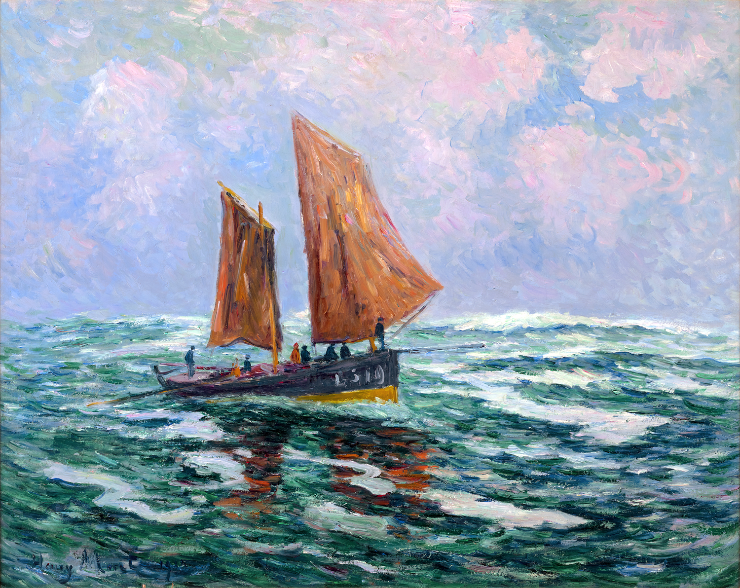 Barque de pêche en mer by Henry Moret