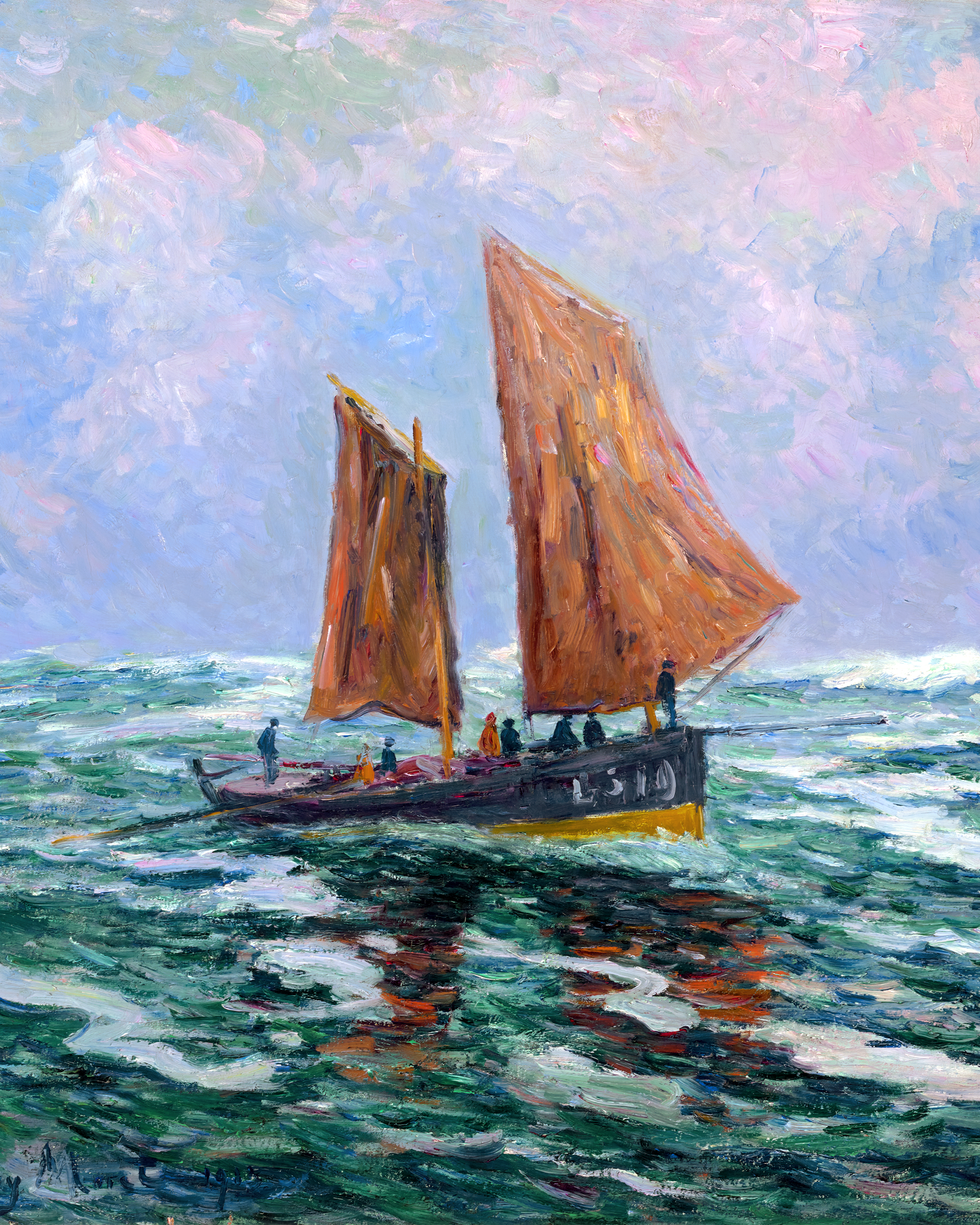 Barque de pêche en mer by Henry Moret