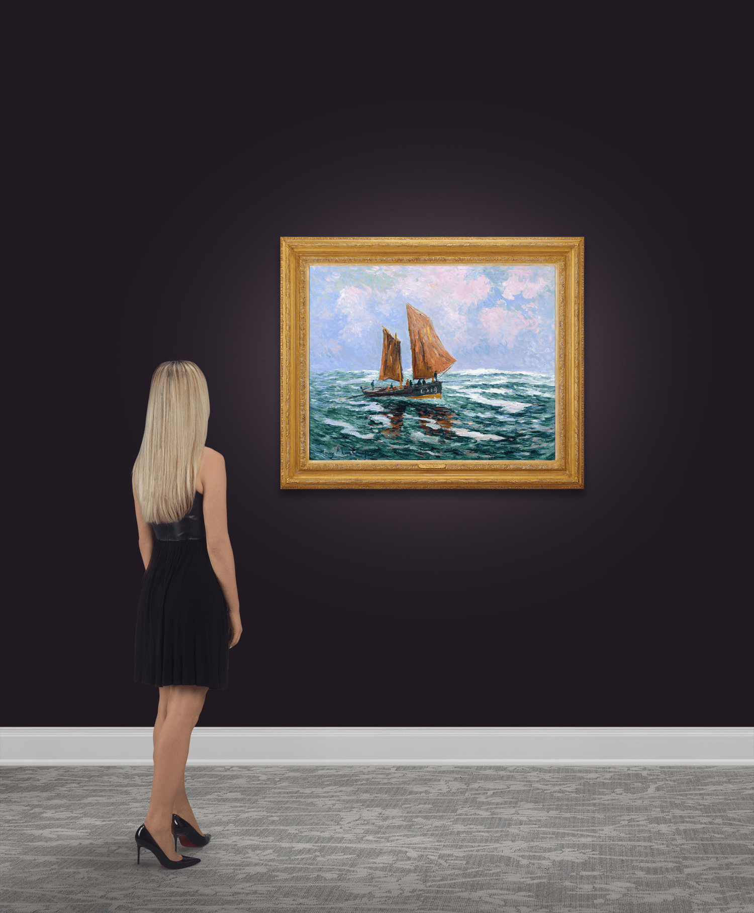 Barque de pêche en mer by Henry Moret