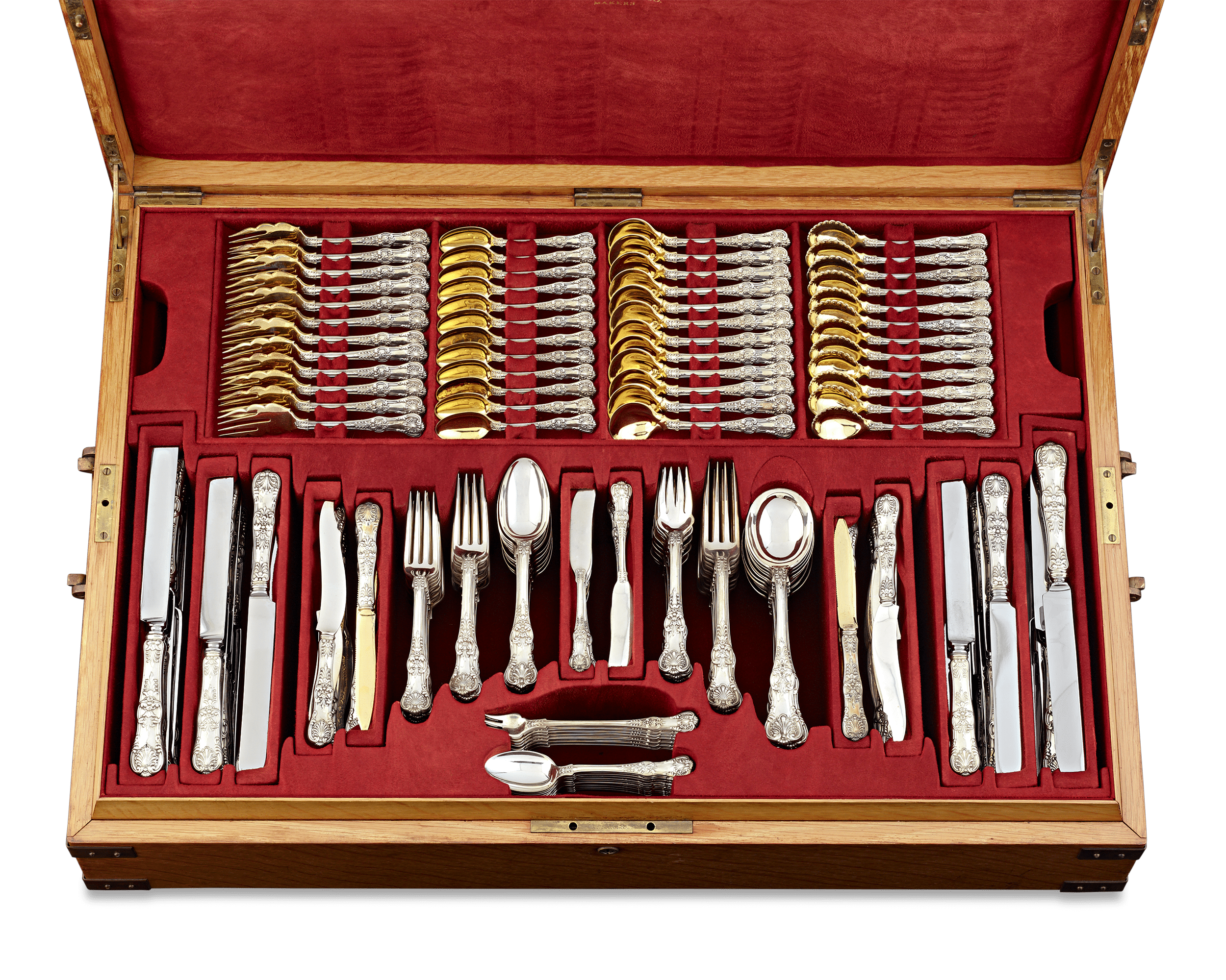 Tiffany & Co. English King Gilded Flatware Service, 216 Pieces