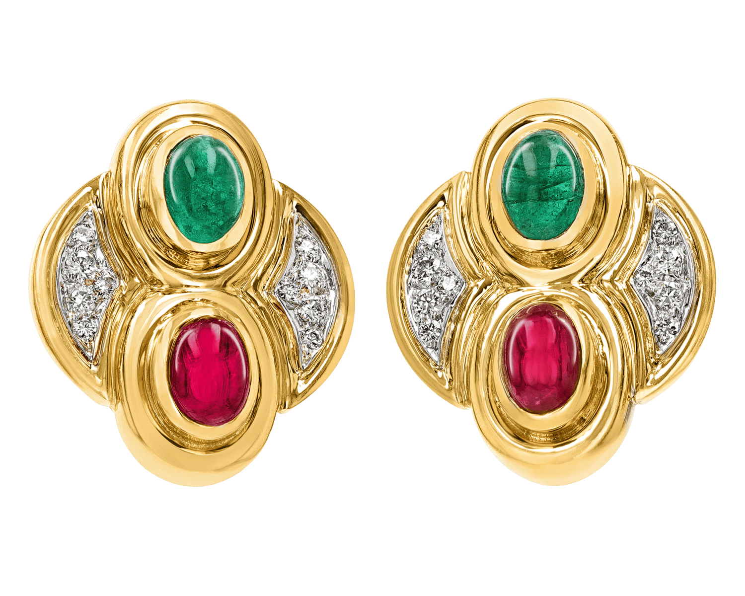 David Webb Ruby, Emerald and Diamond Earrings | M.S. Rau