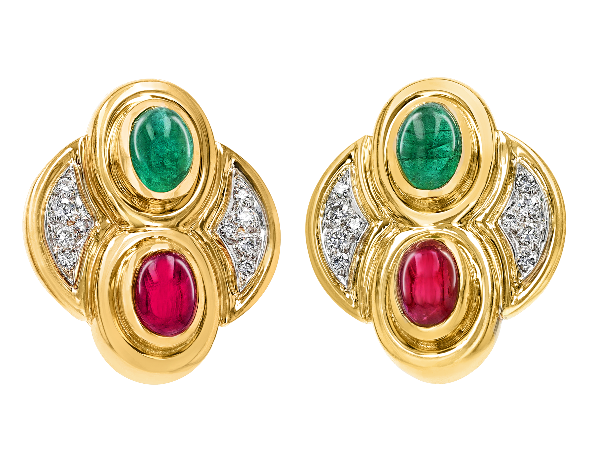 David Webb Ruby, Emerald and Diamond Earrings