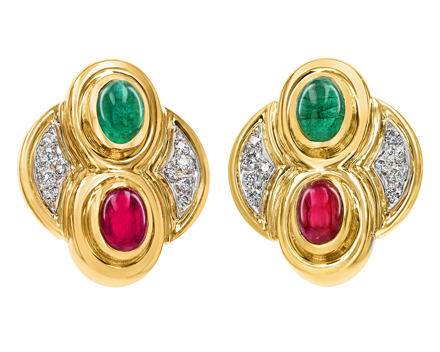 David Webb Ruby, Emerald and Diamond Earrings