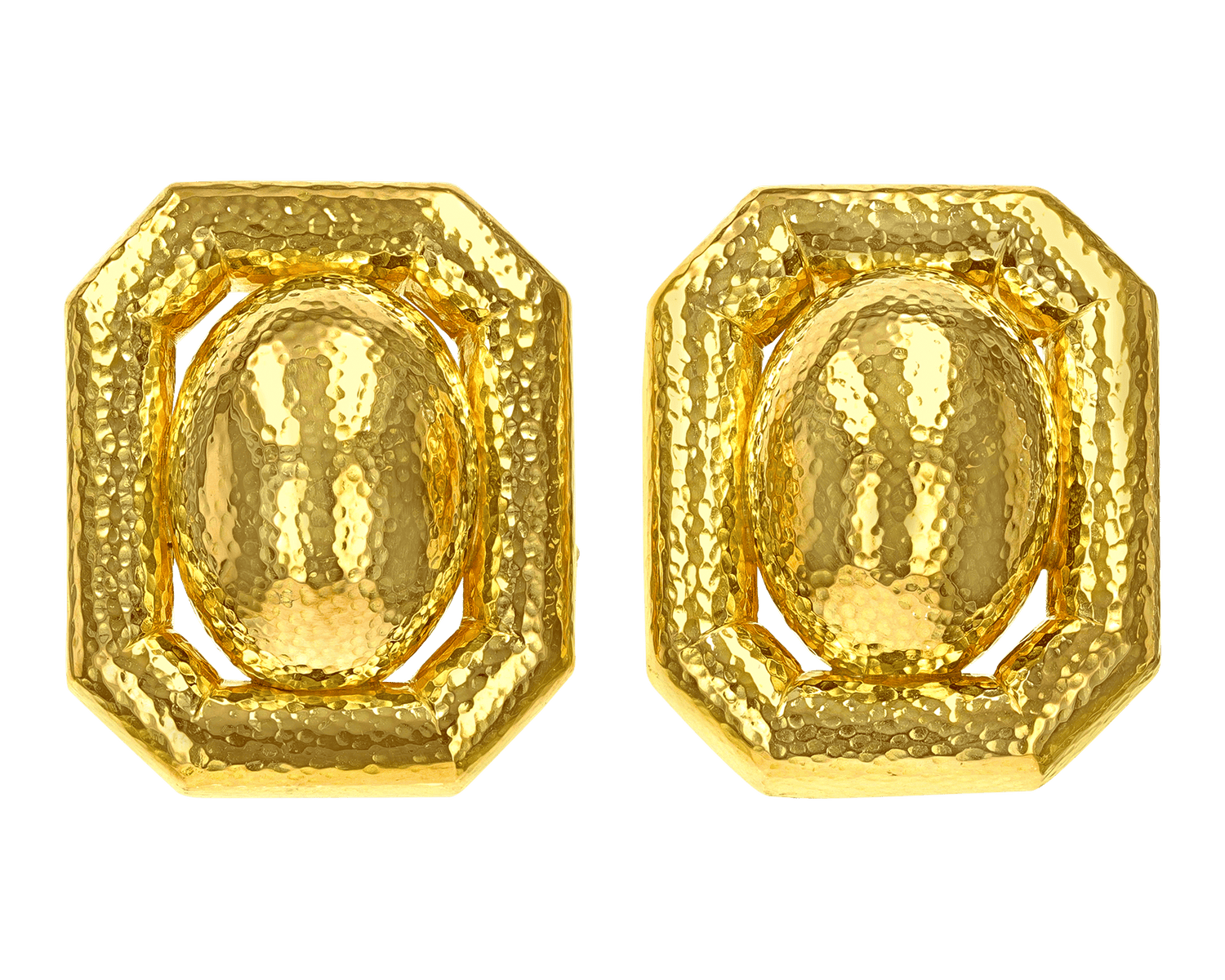 David Webb Hammered Gold Earrings