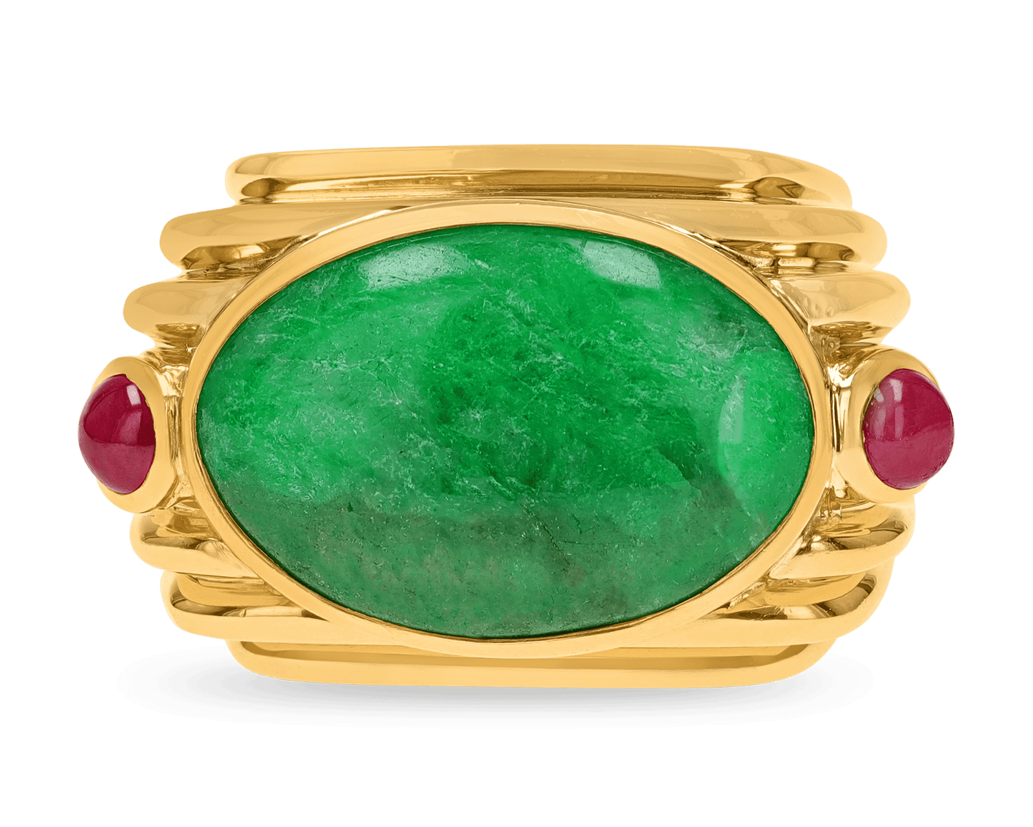 David Webb Jade and Ruby Ring