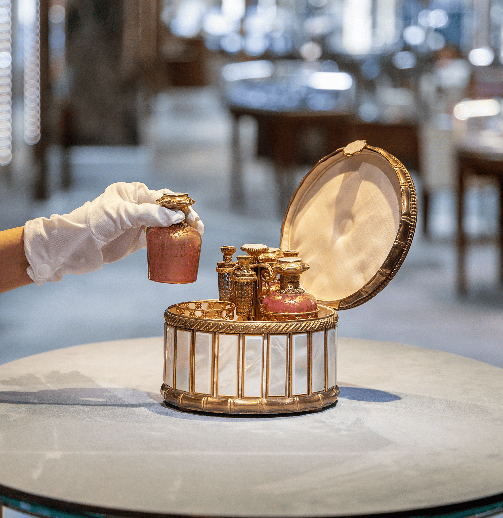 Palais-Royal Mother-of-Pearl Perfume Box and Flasks