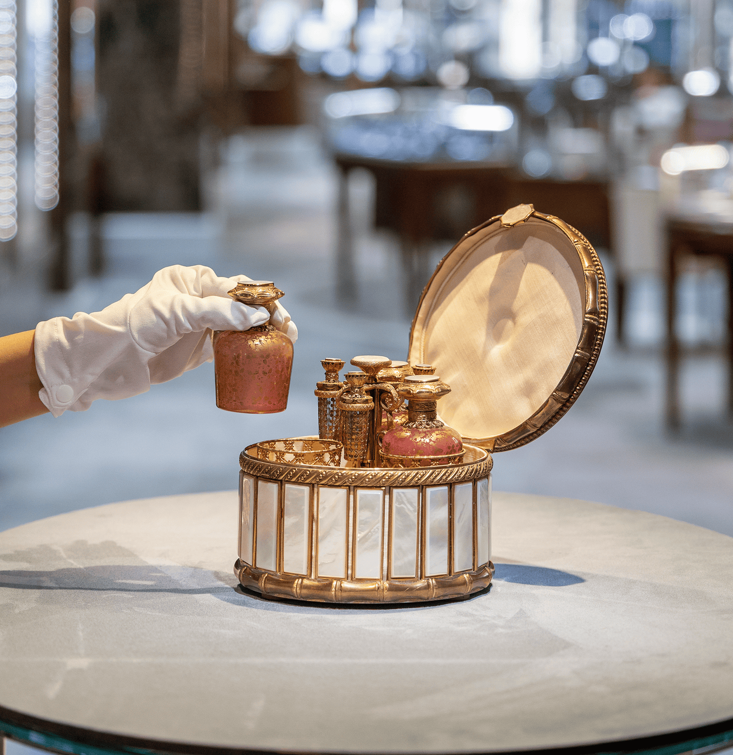 Palais-Royal Mother-of-Pearl Perfume Box and Flasks