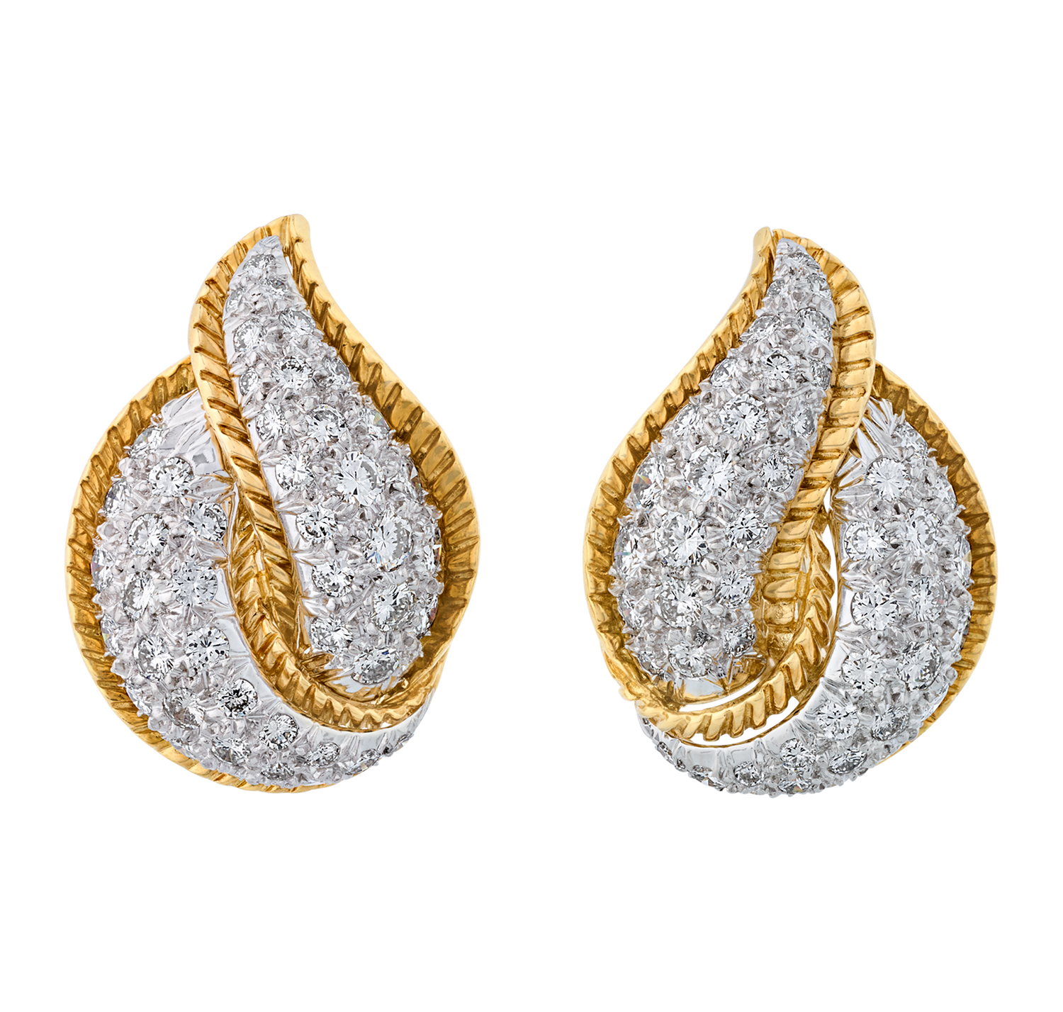 Retro Diamond Flame Earrings, 4.50 carats