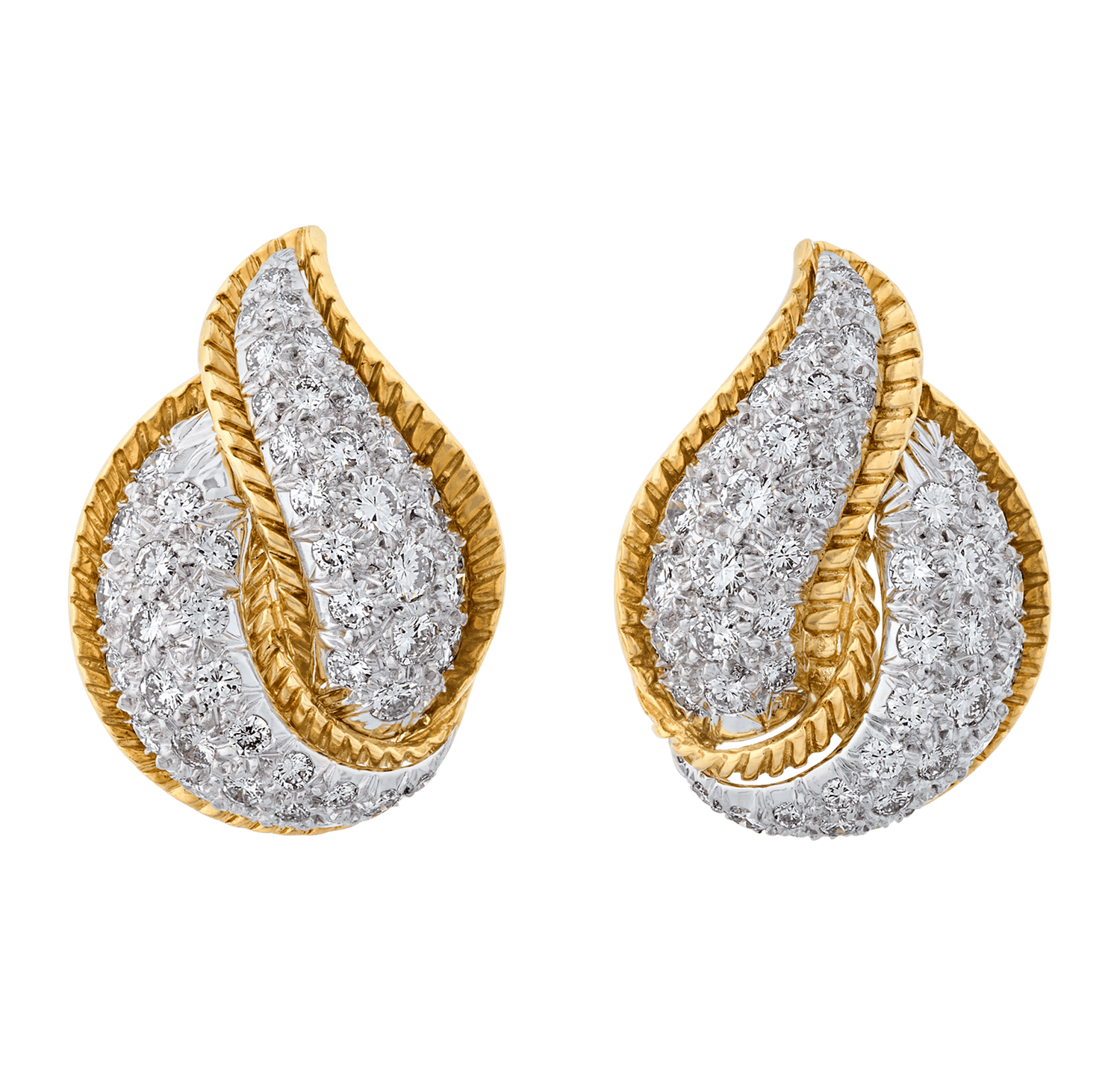 Retro Diamond Flame Earrings, 4.50 carats