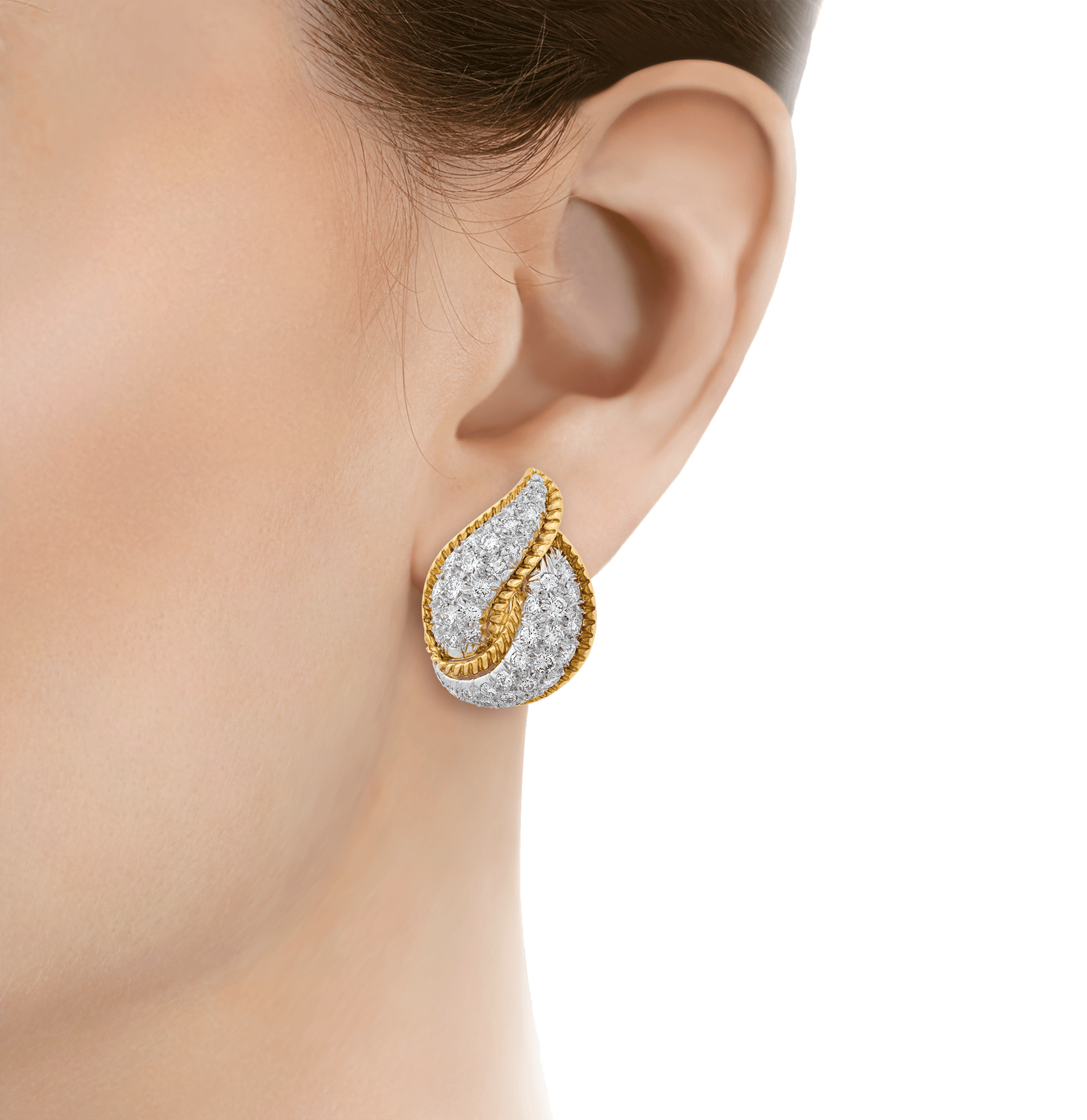 Retro Diamond Flame Earrings, 4.50 carats