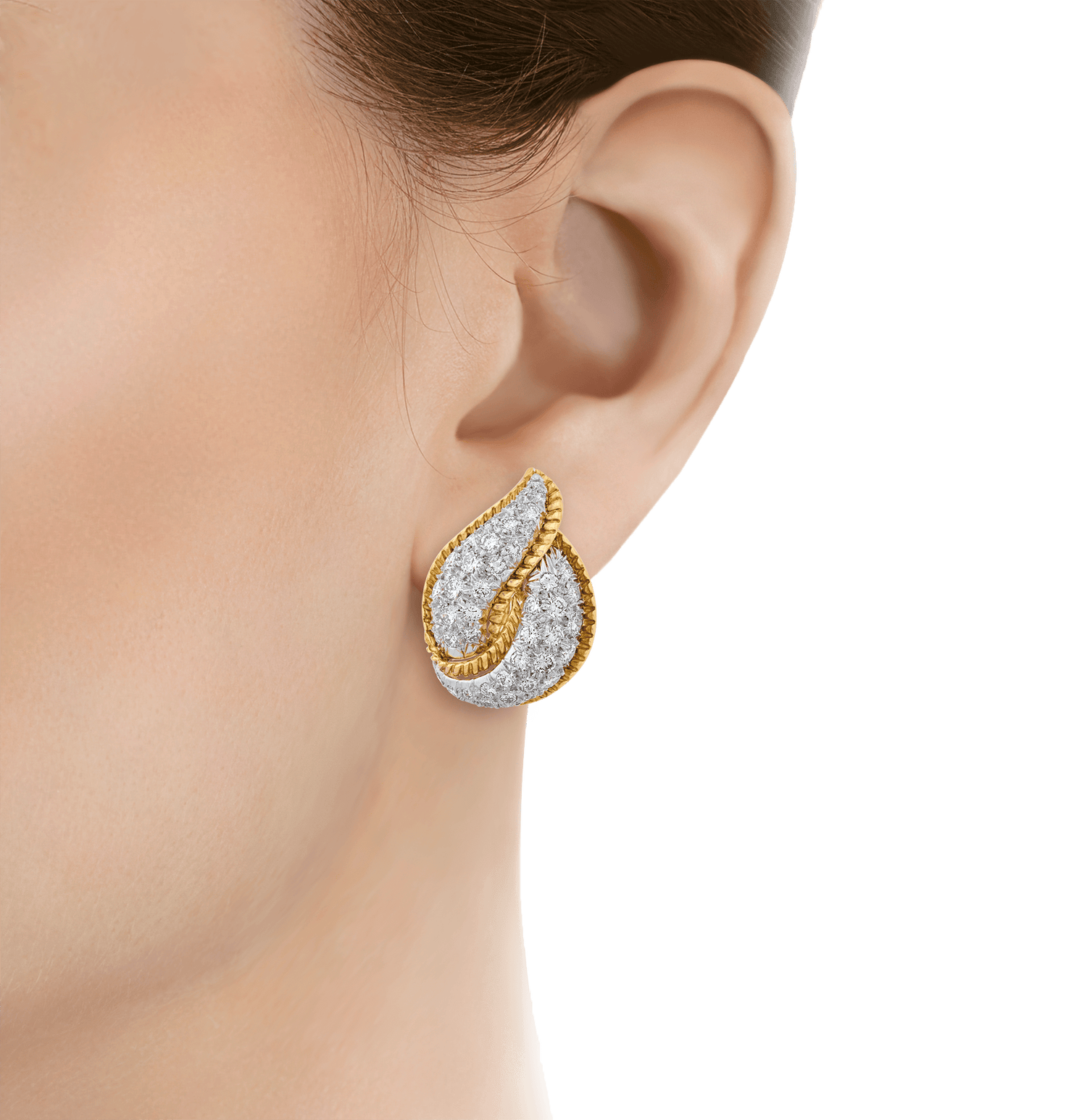 Retro Diamond Flame Earrings, 4.50 carats