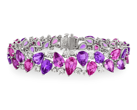 Oscar Heyman Pink and Purple Sapphire Bracelet, 42.25 Carats