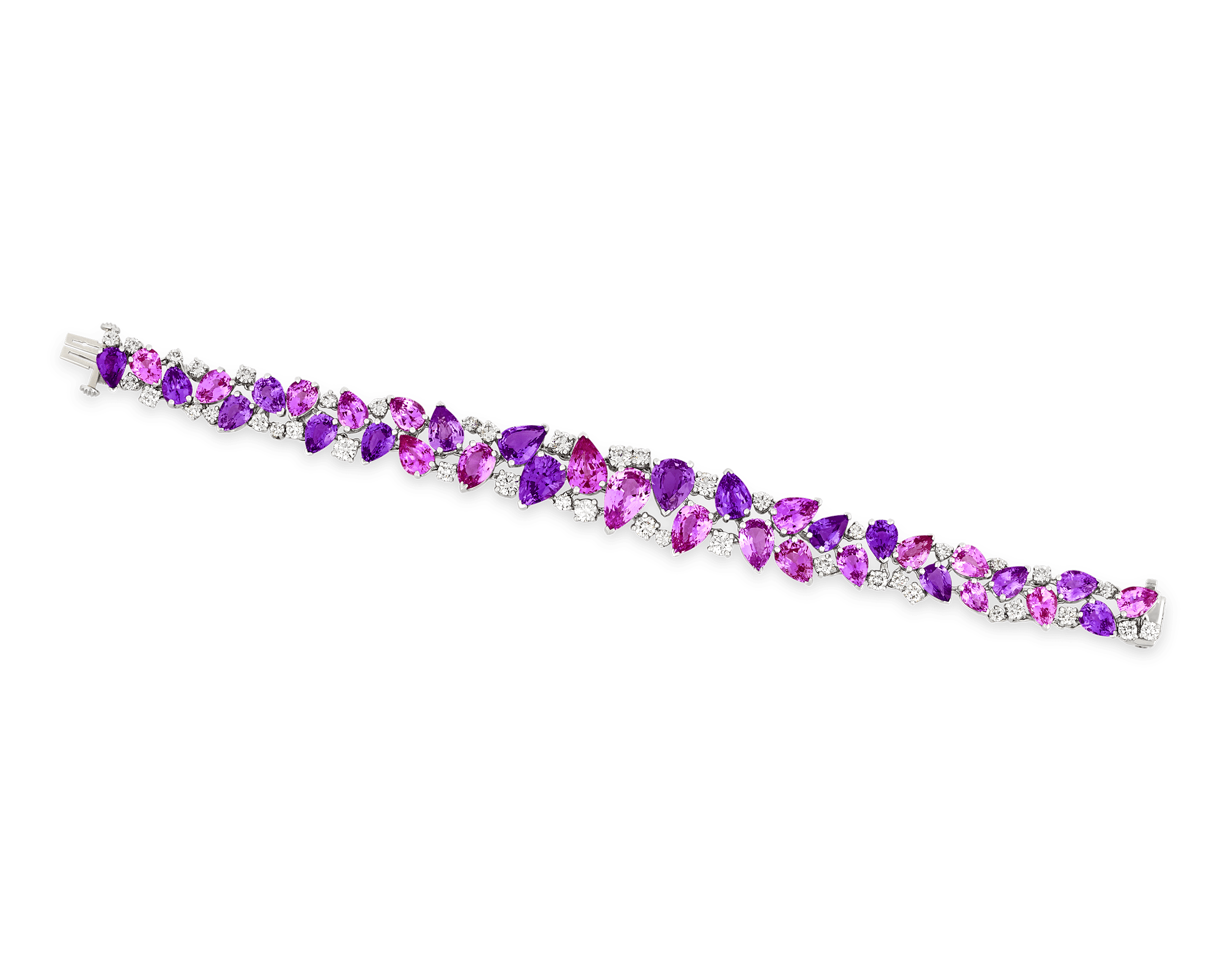 Oscar Heyman Pink and Purple Sapphire Bracelet, 42.25 Carats