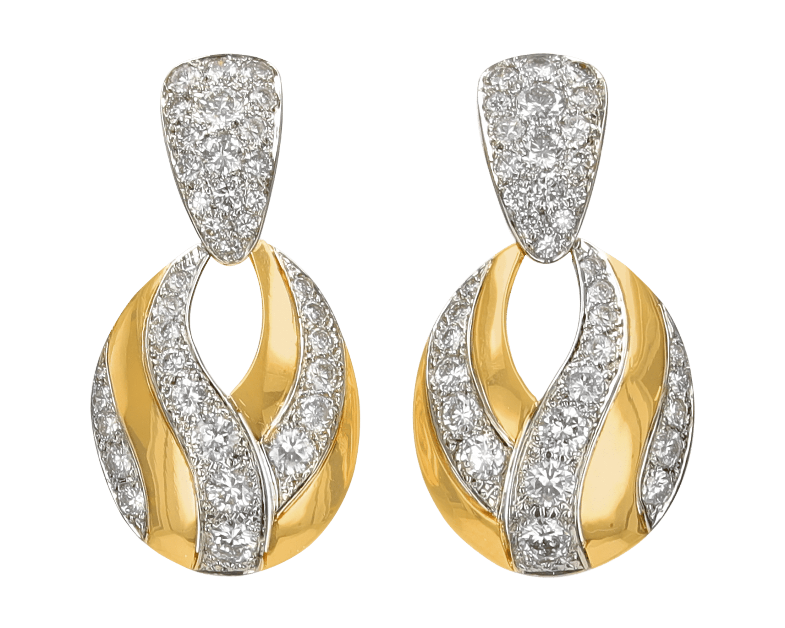 Gold and Diamond Swirl Earrings