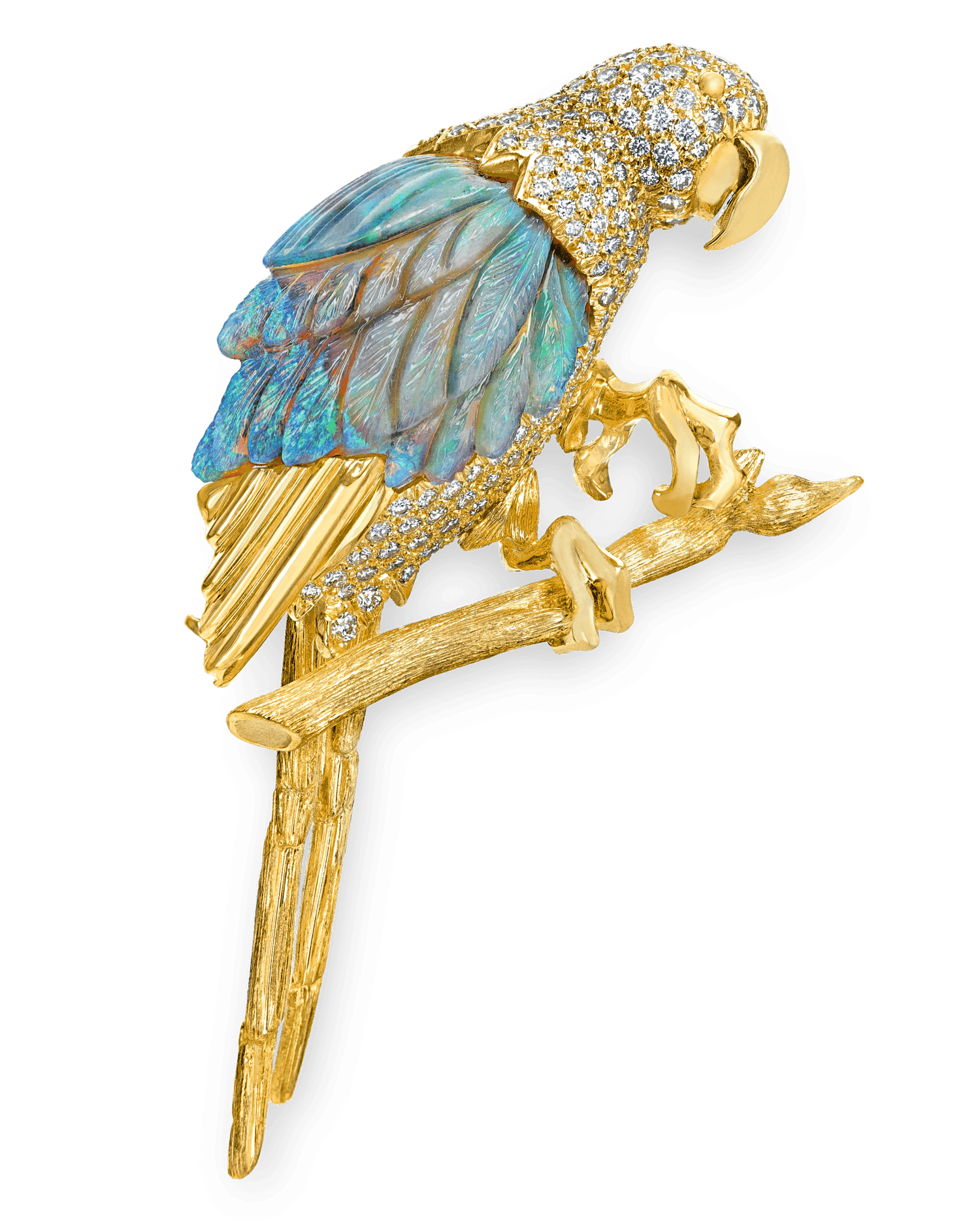 Henry Dunay Opal Bird Brooch, 21.69 Carats