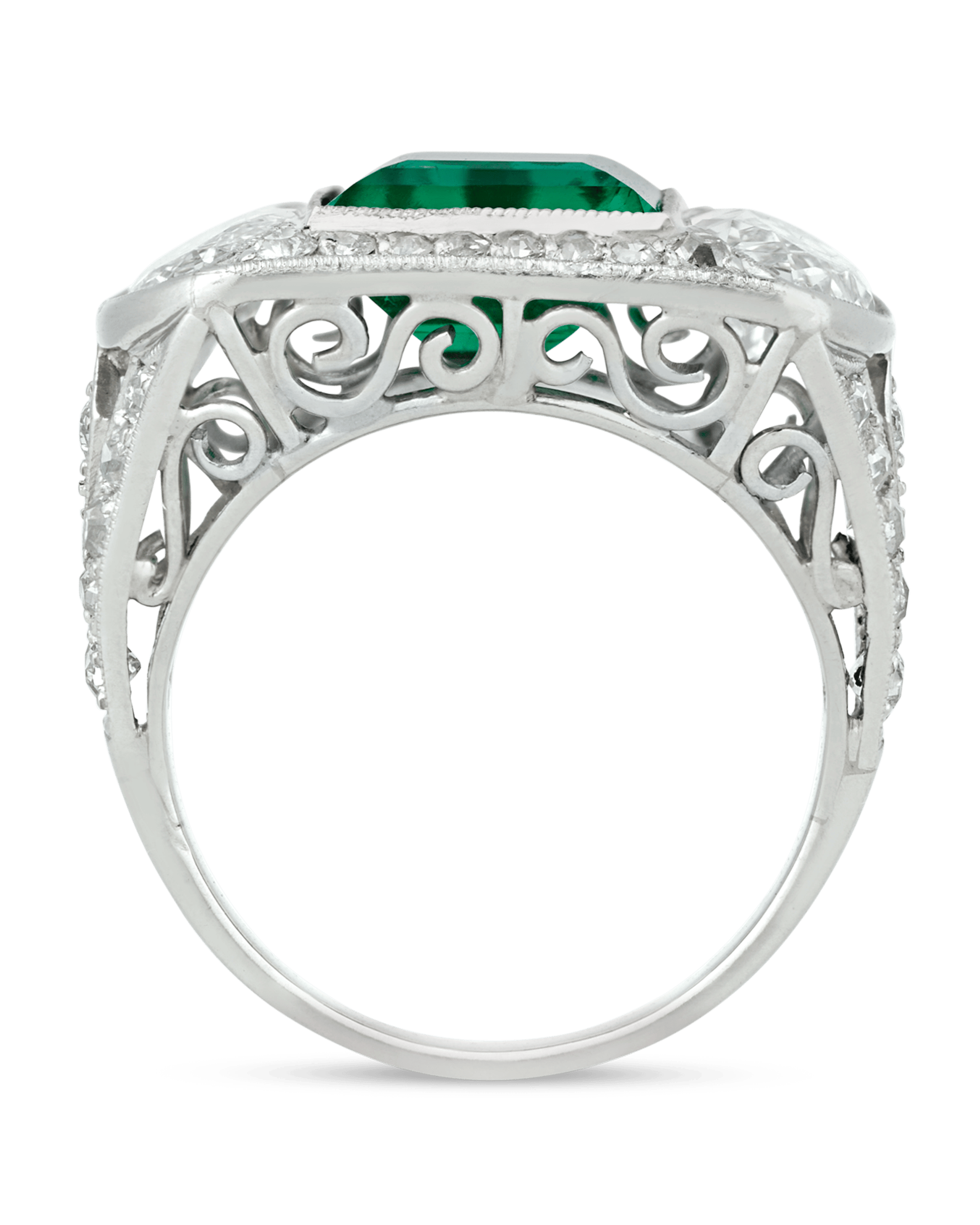 Art Deco Untreated Colombian Emerald Ring, 2.89 Carats