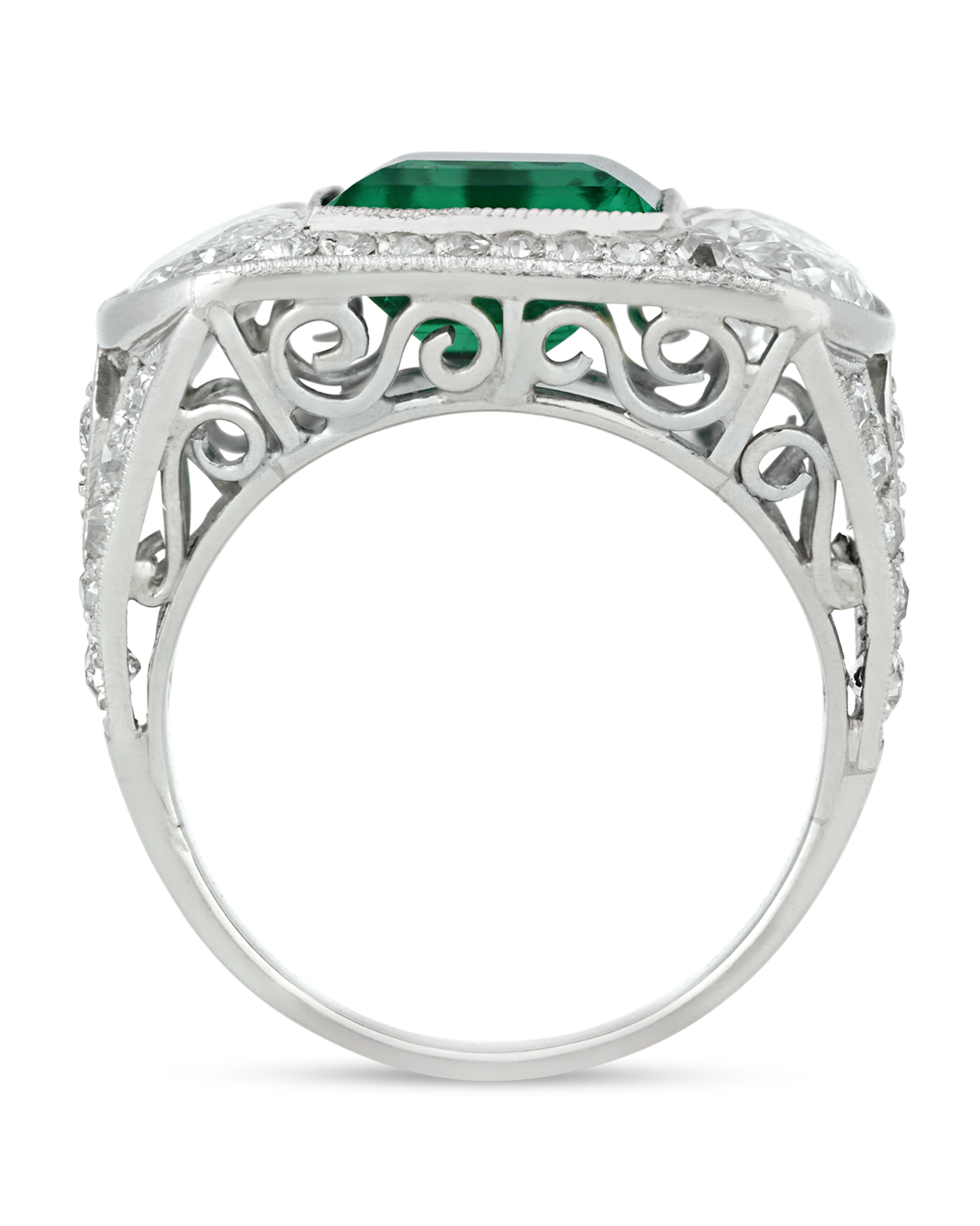 Art Deco Untreated Colombian Emerald Ring, 2.89 Carats