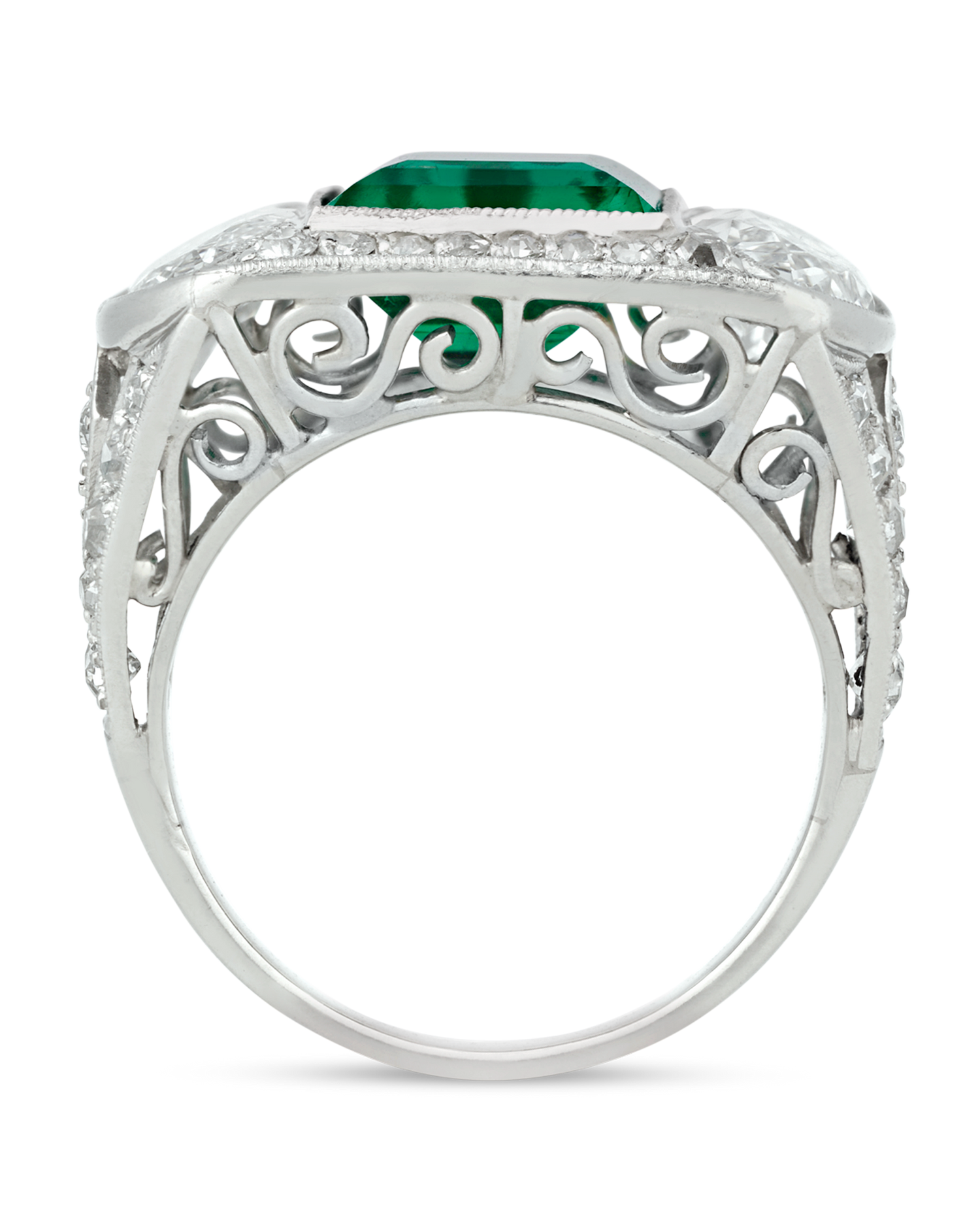 Art Deco Untreated Colombian Emerald Ring, 2.89 Carats