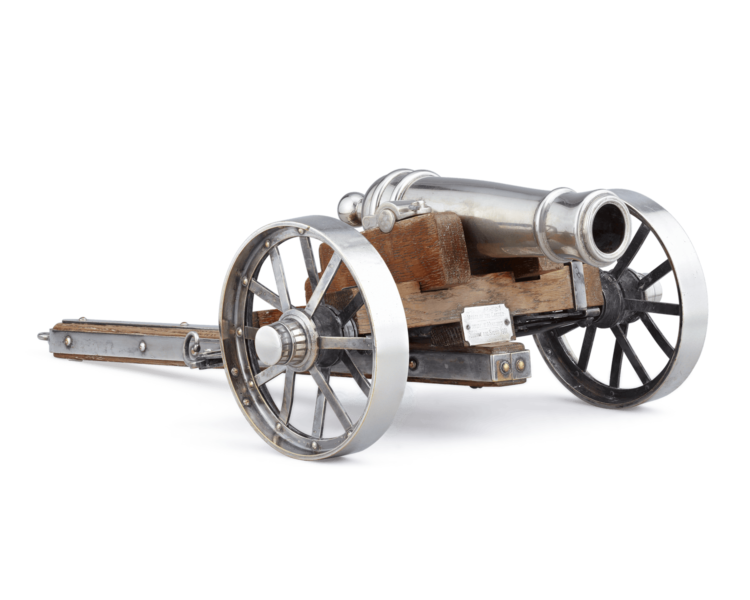 Silverplate Cannon with Wheels