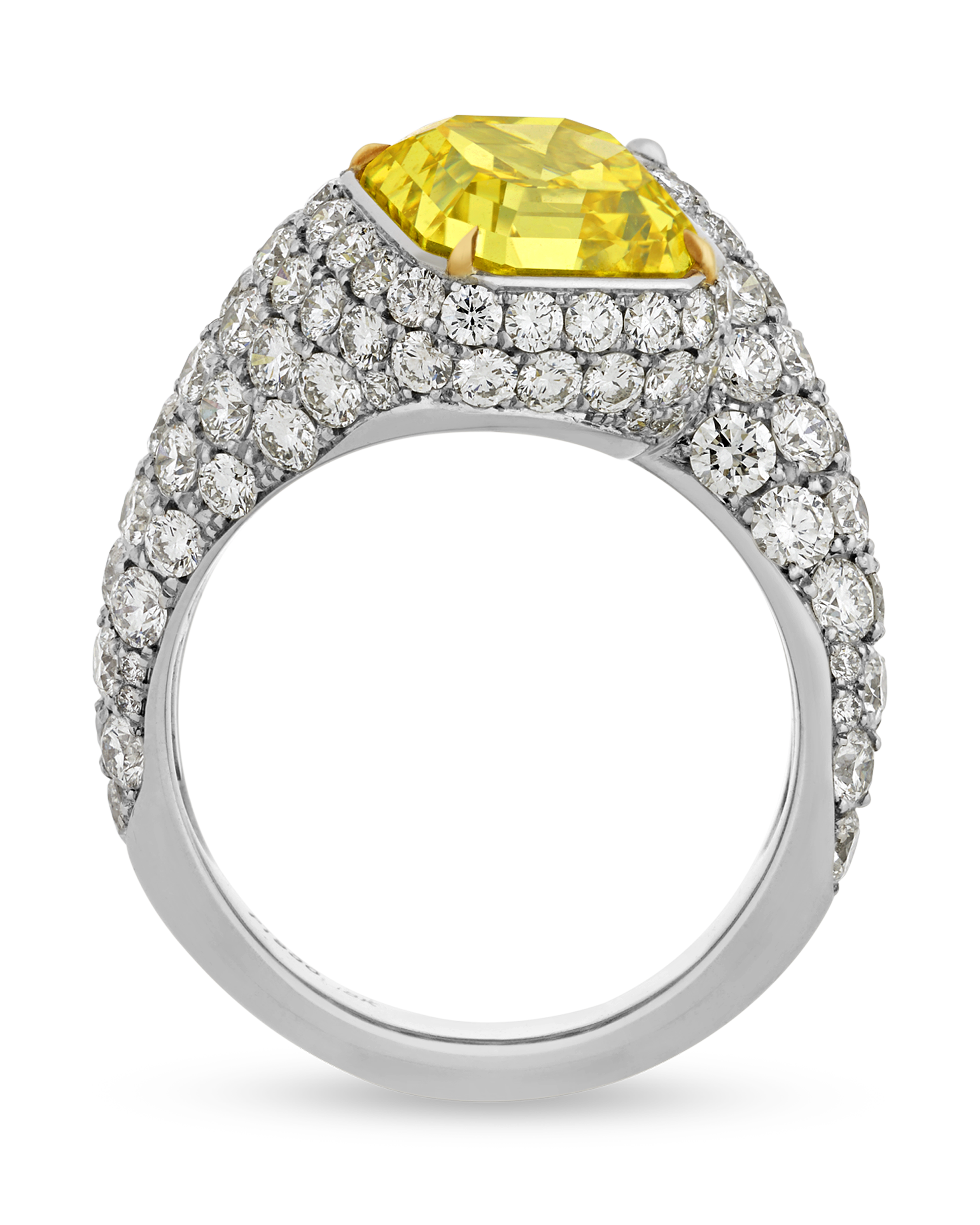 Fancy Vivid Yellow and White Diamond Bypass Ring