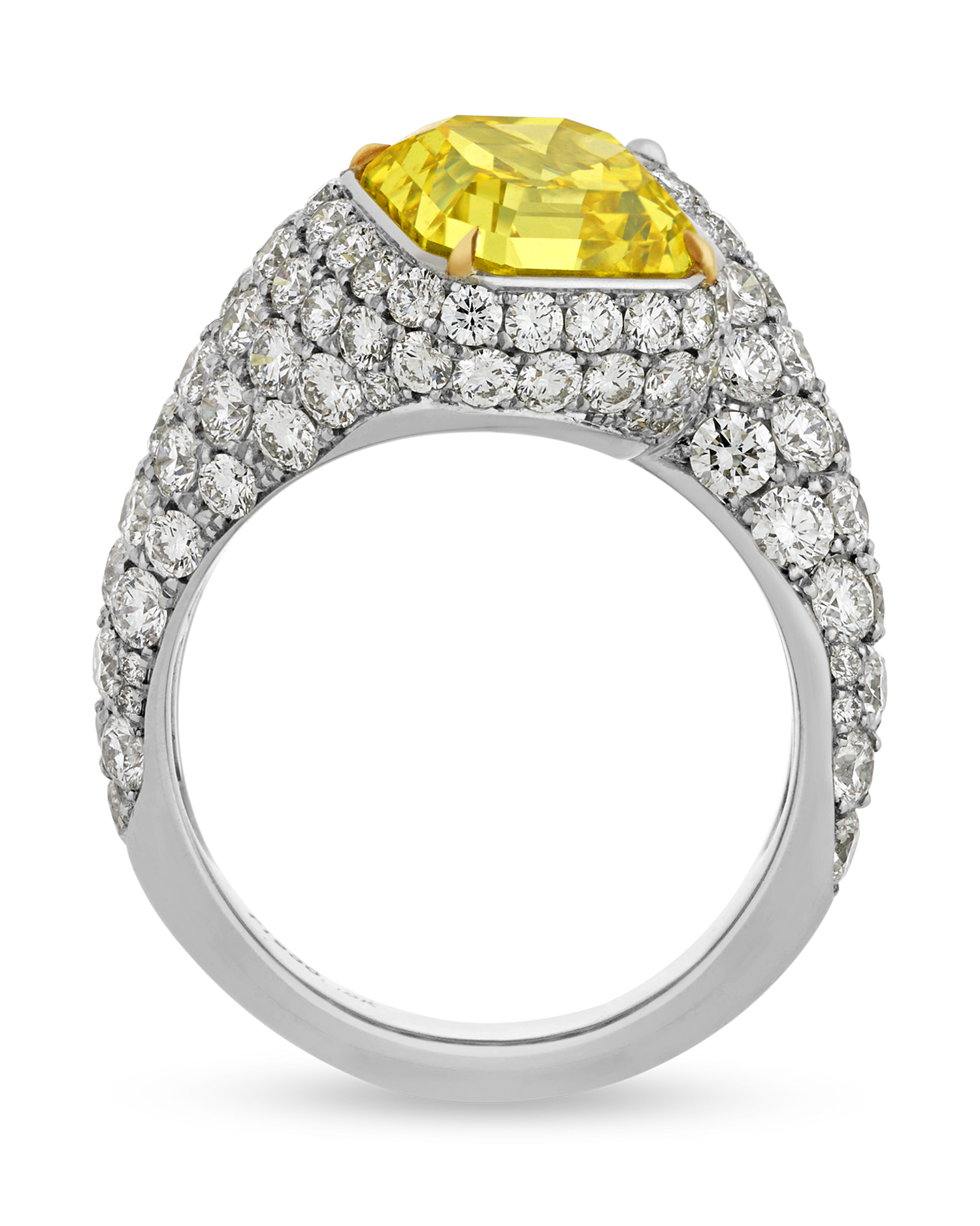 Fancy Vivid Yellow and White Diamond Bypass Ring