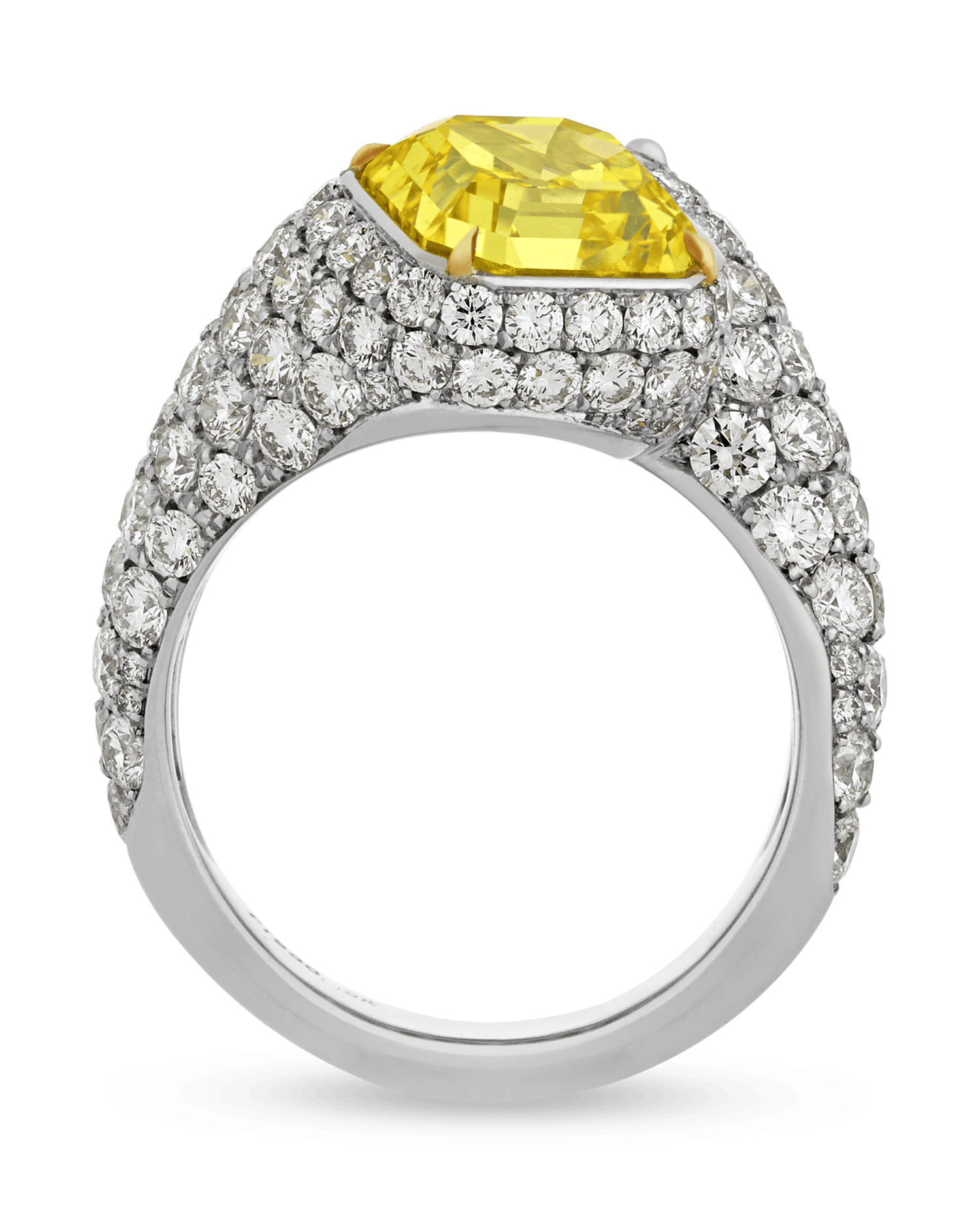 Fancy Vivid Yellow and White Diamond Bypass Ring